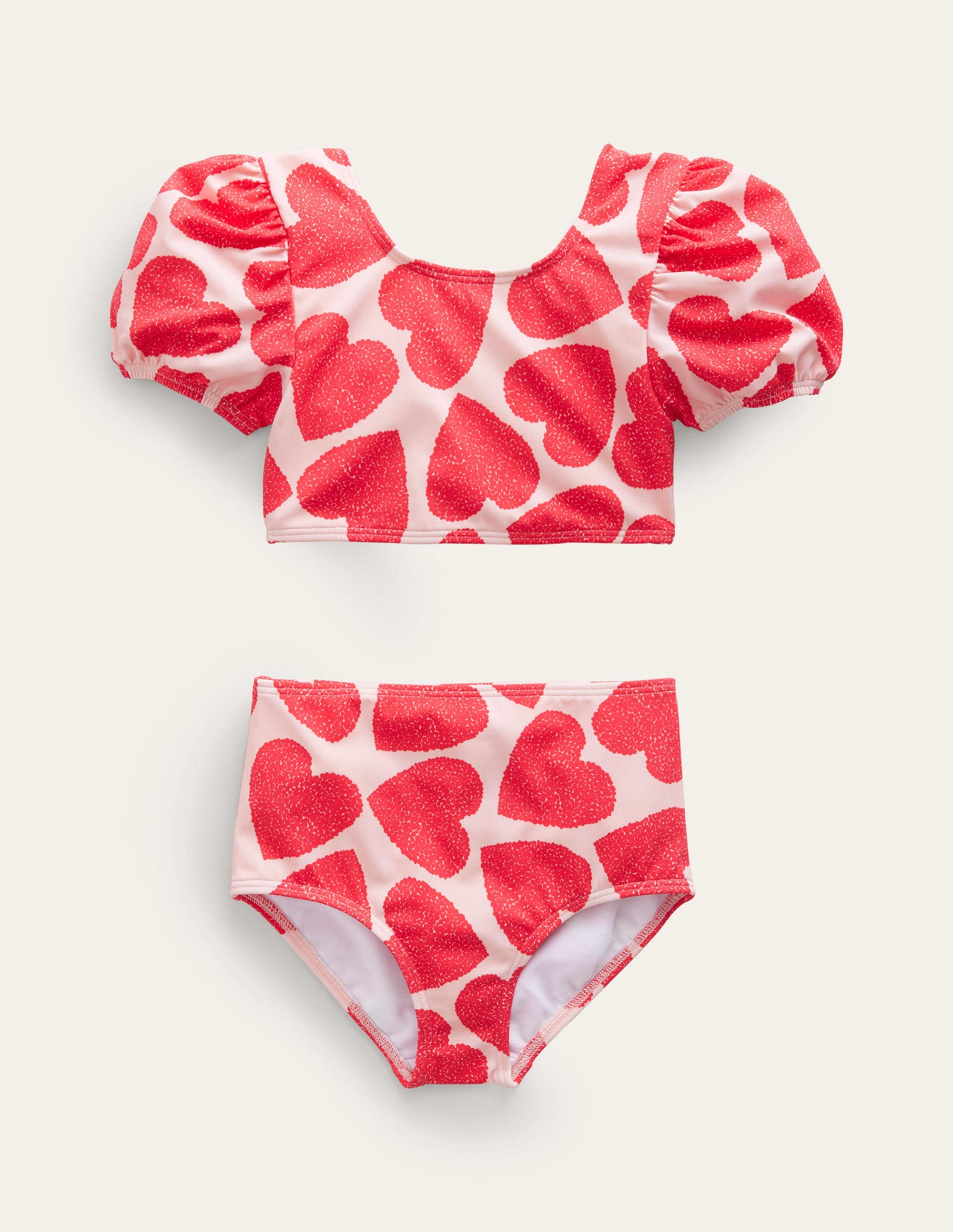 Puff Sleeve Bikini-Ballet Pink Hearts - Image 1