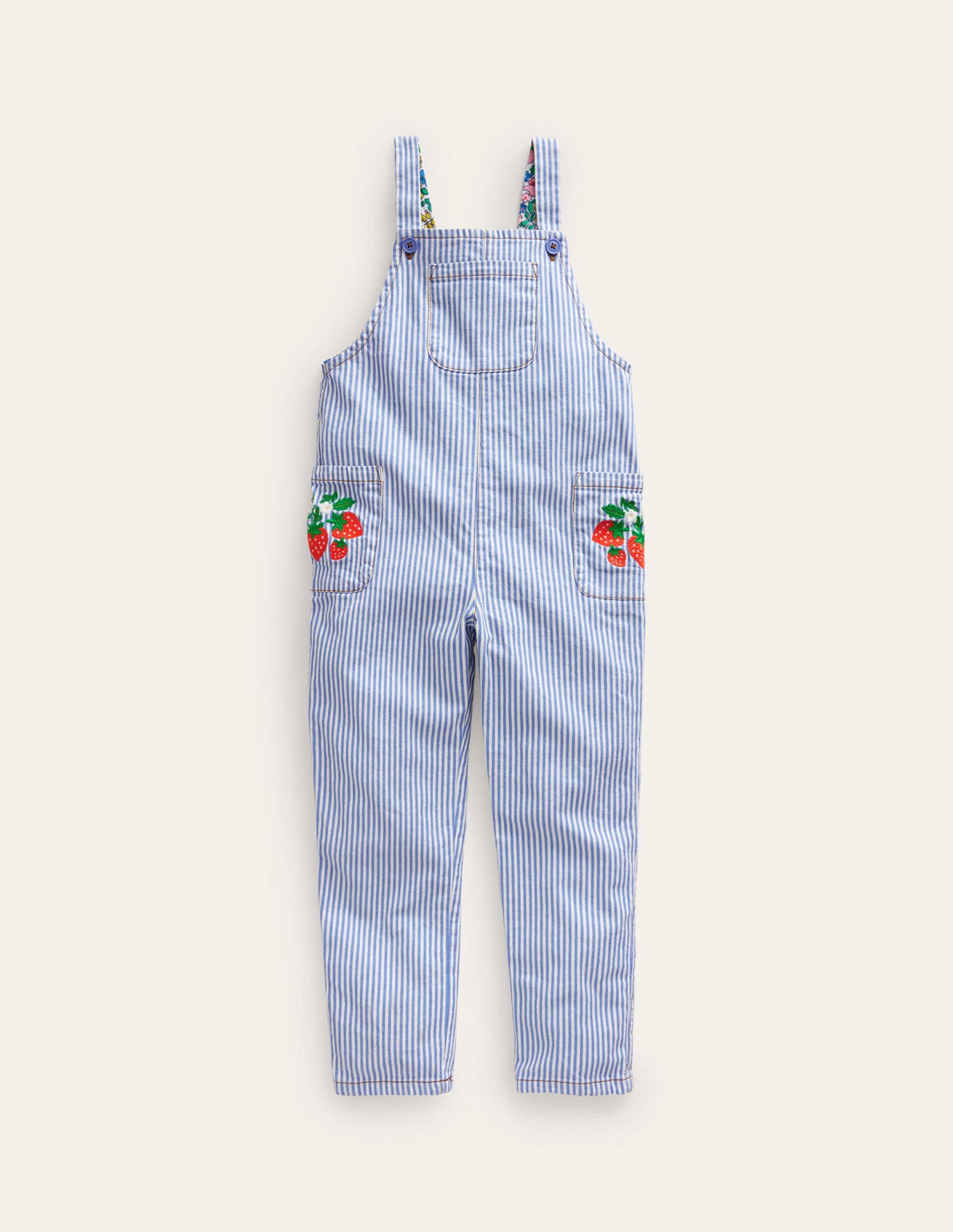 Relaxed Dungarees-Surf Blue / Ivory Stripe - Image 1