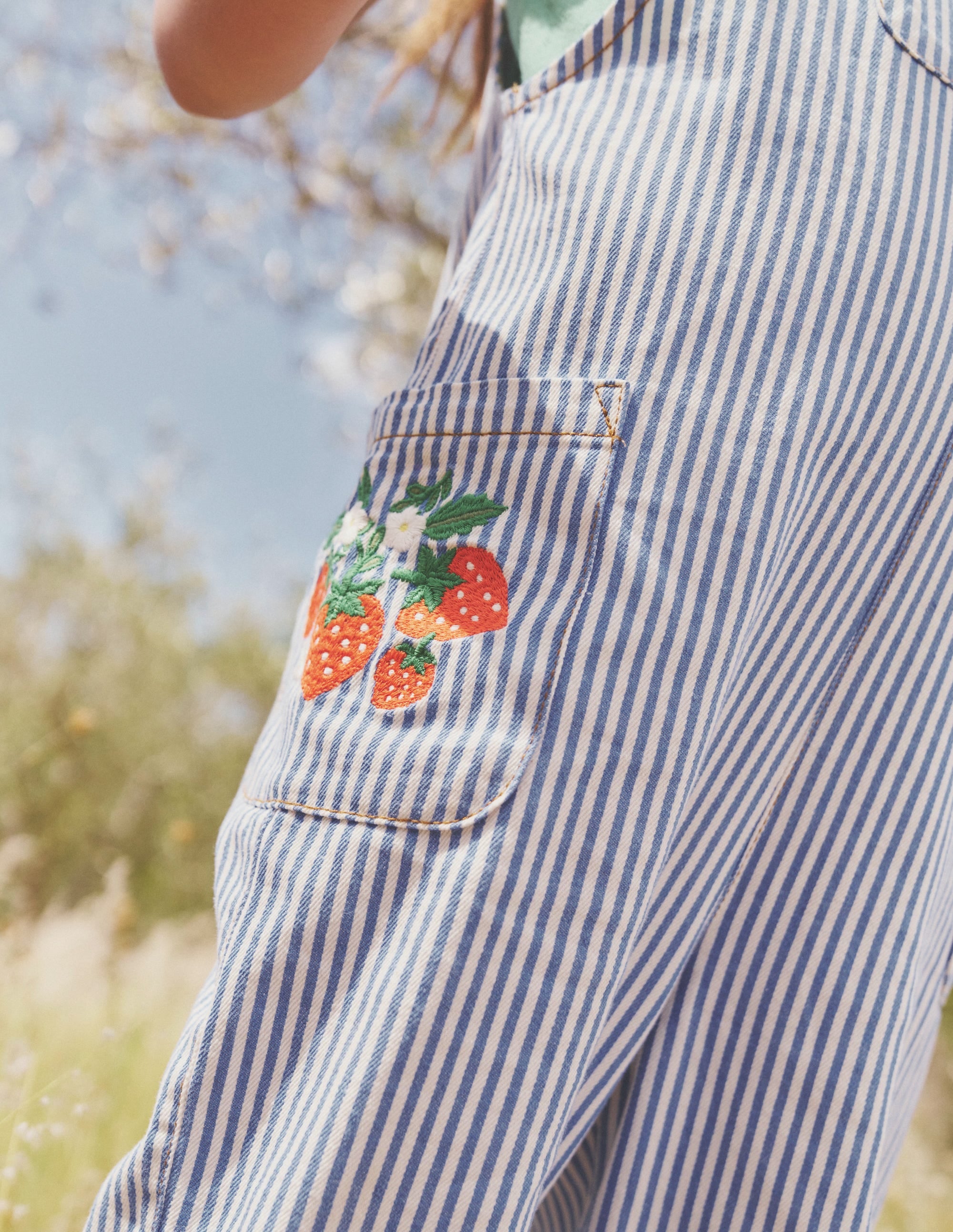 Relaxed Dungarees-Surf Blue / Ivory Stripe - Image 5