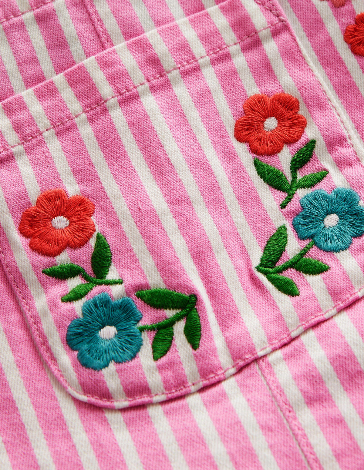 Relaxed Dungarees-Pink / Ivory Stripe - Image 3