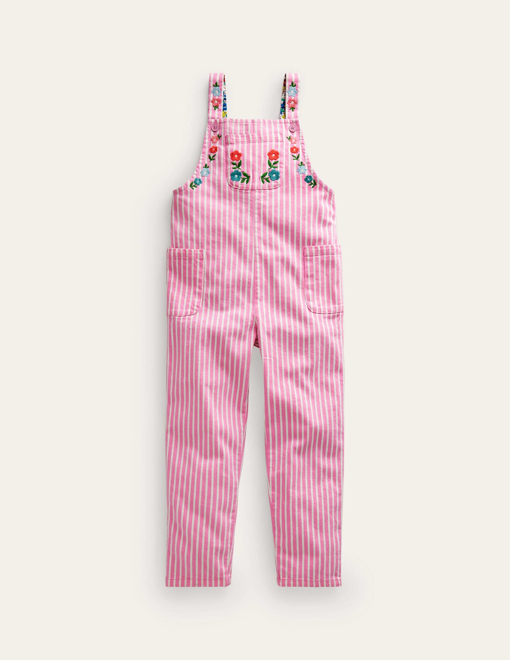 Relaxed Dungarees-Pink / Ivory Stripe-1