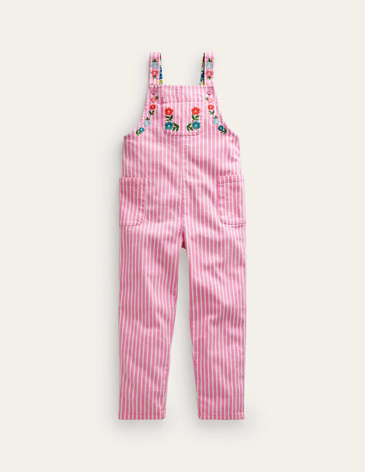 Relaxed Dungarees-Pink / Ivory Stripe - Image 1