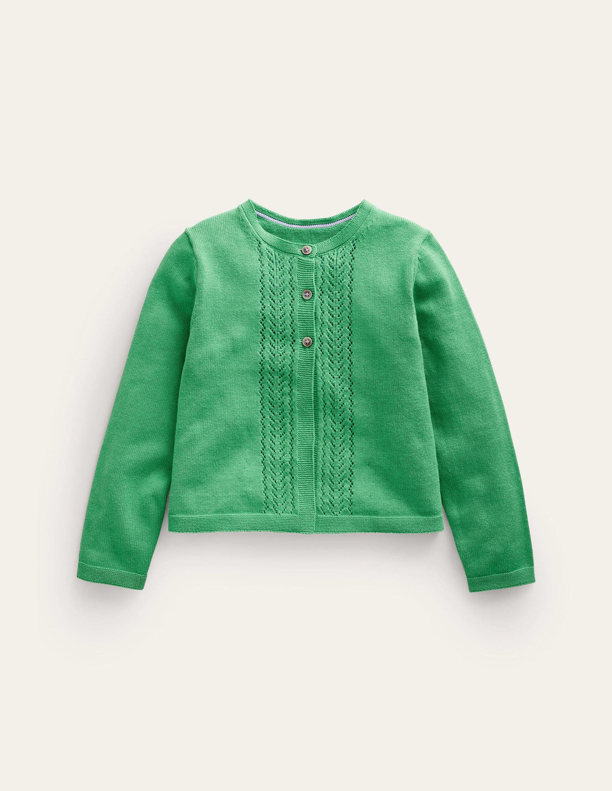 Pointelle Cotton Cardigan-Aloe Green-1