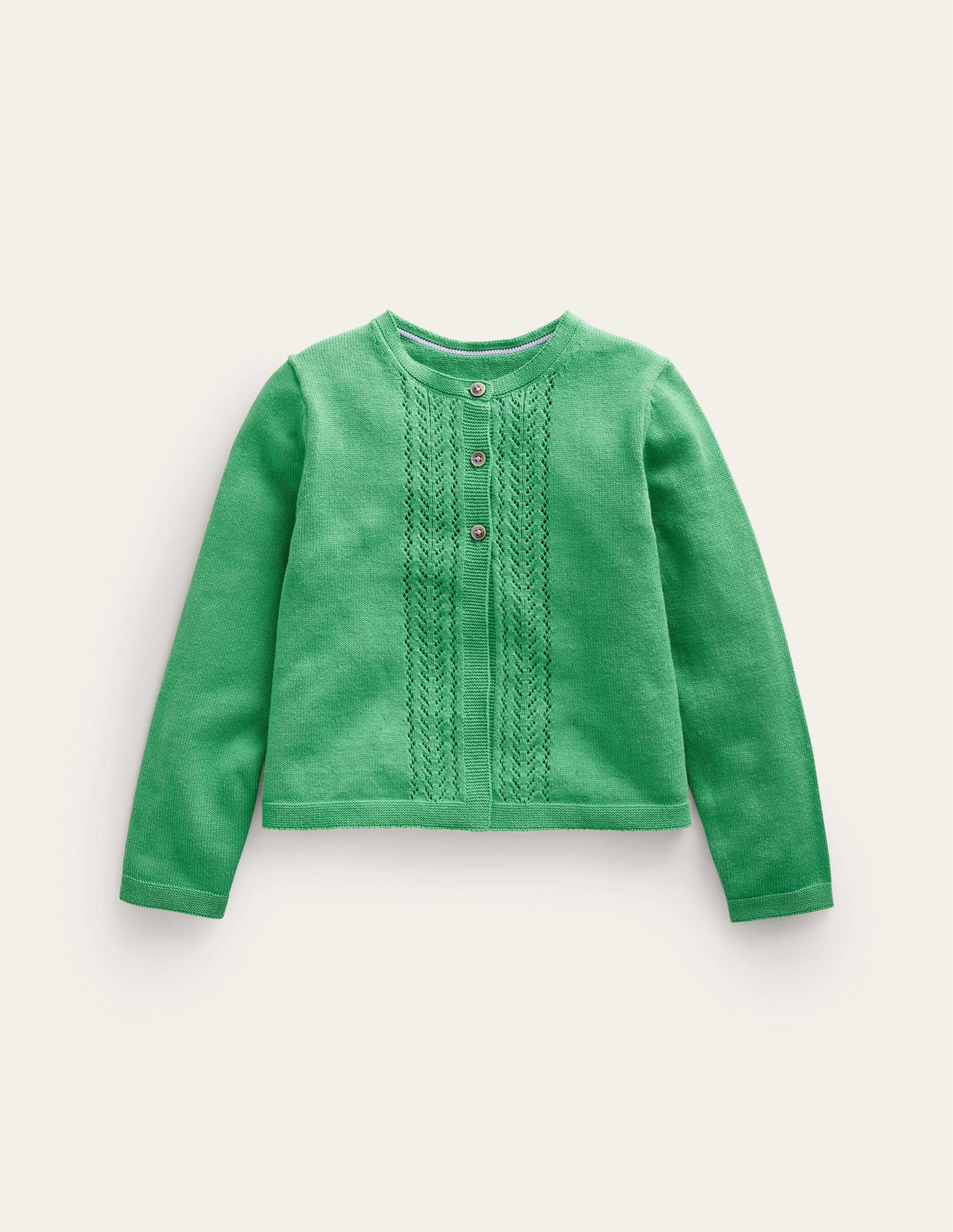 Pointelle Cotton Cardigan-Aloe Green - Image 1