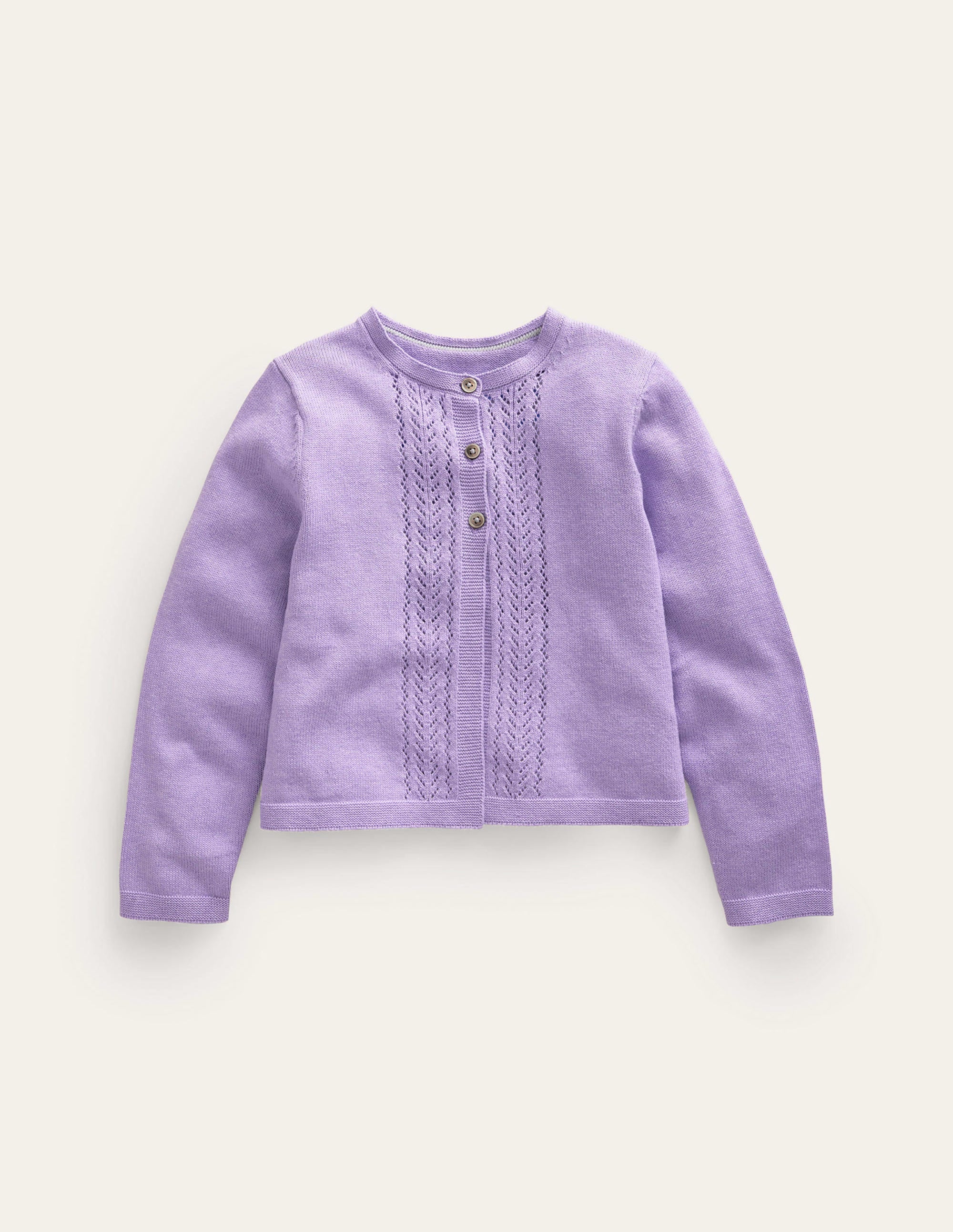 Pointelle Cotton Cardigan-Parma Violet - Image 1