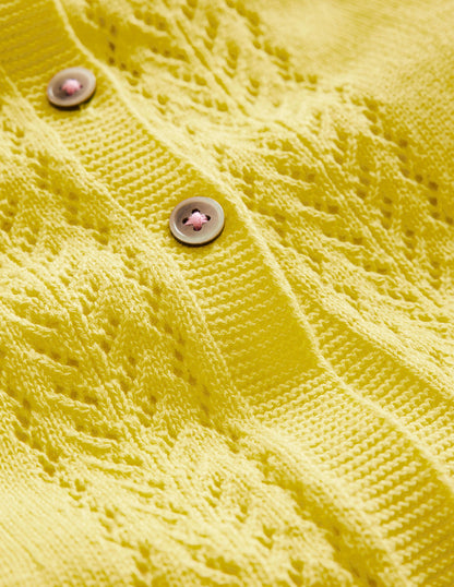 Pointelle Cotton Cardigan-Zest Yellow-3