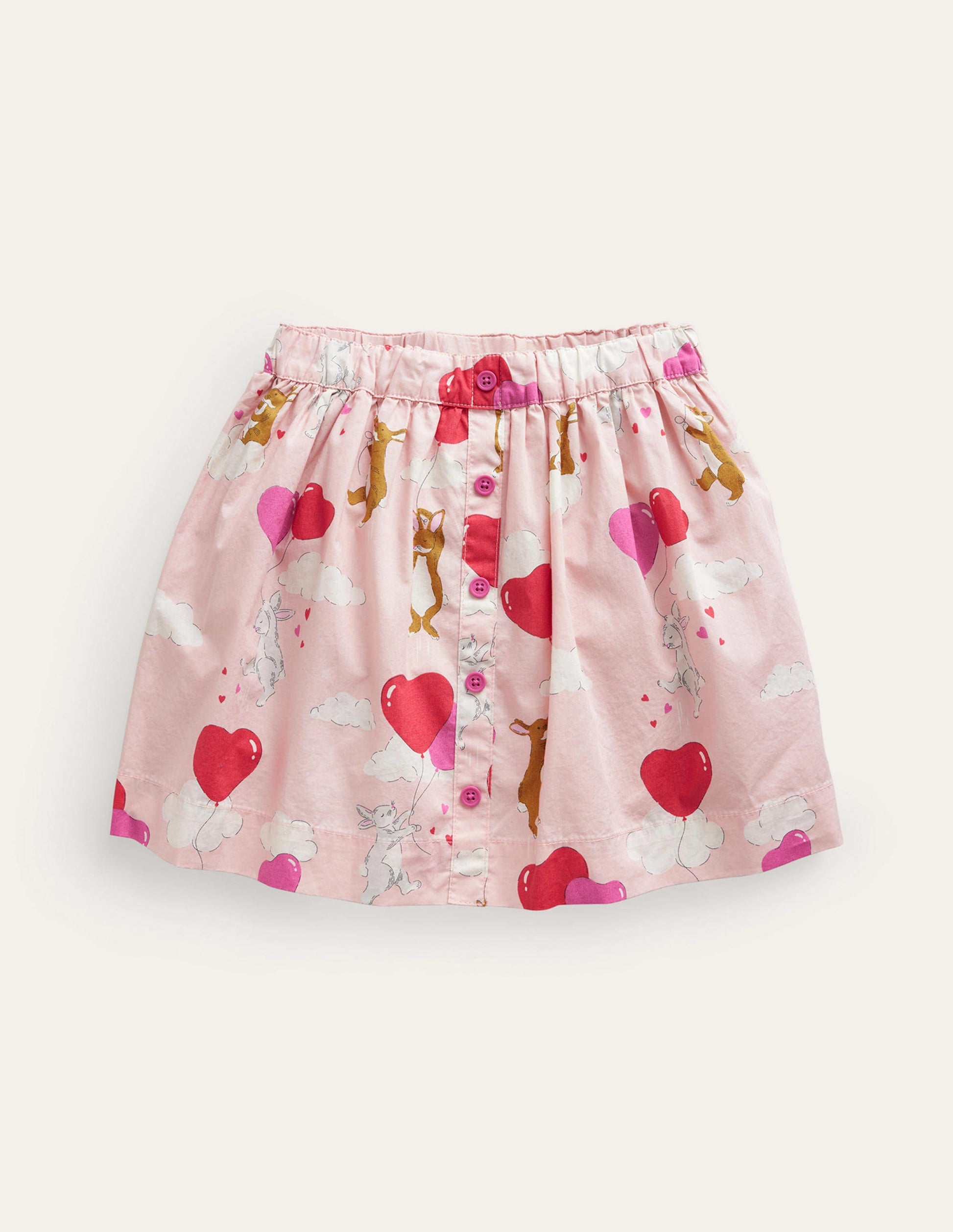 Pull On Twirly Skirt-Ballet Pink Love Bunnies-1