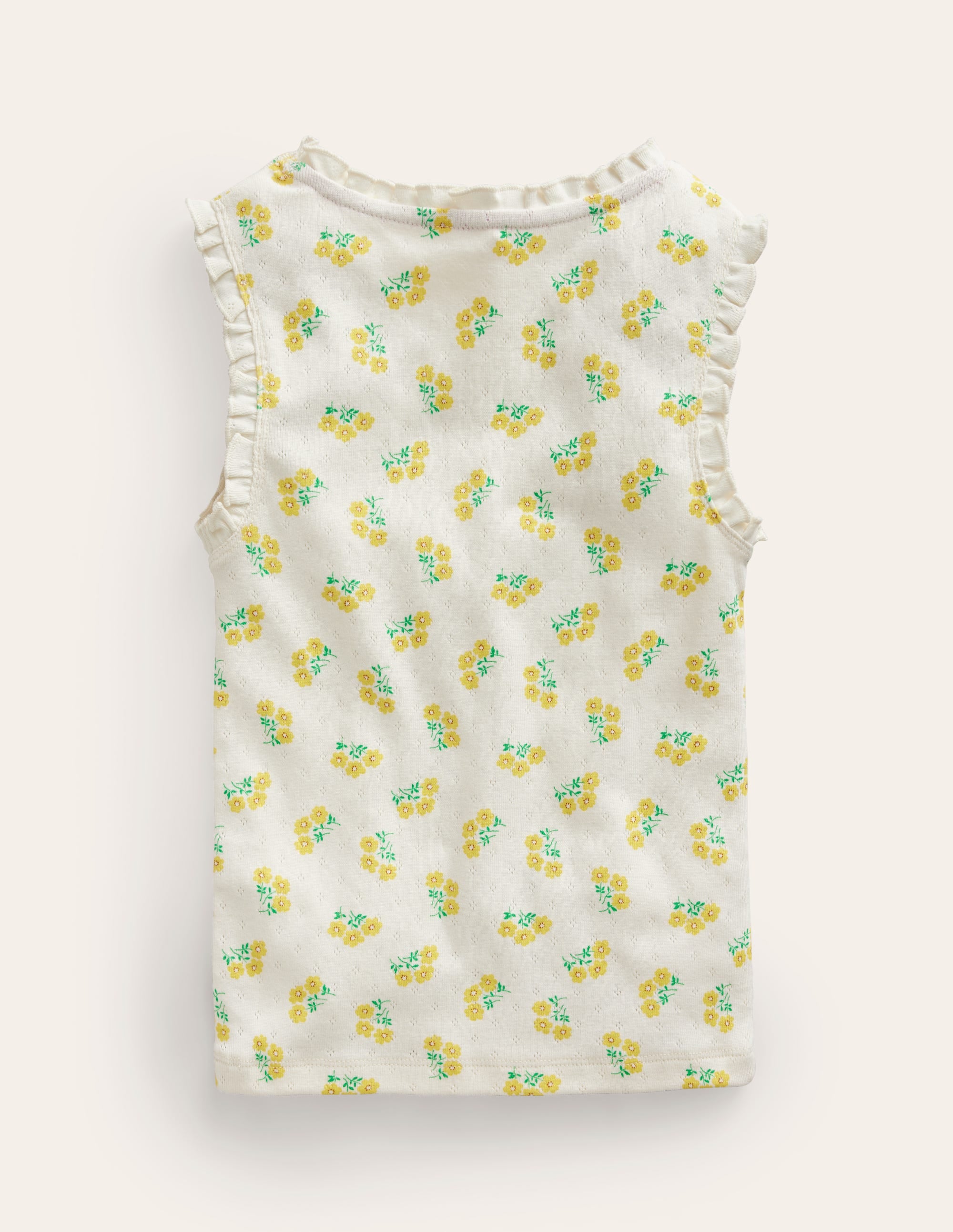 Pointelle Vest-Vanilla Pod Ditsy Floral - Image 2