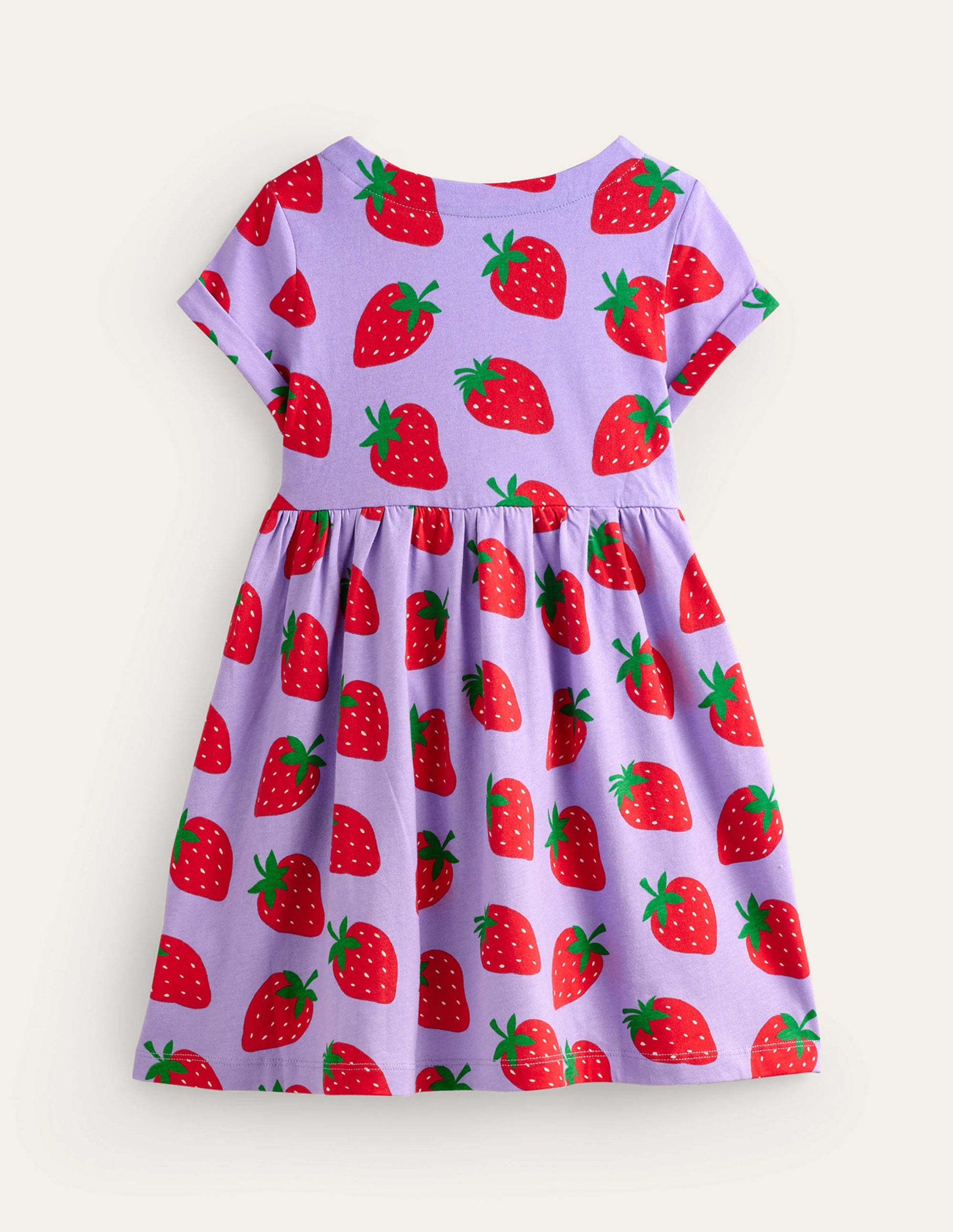 Short-sleeved Fun Jersey Dress-Parma Violet Strawberries-2
