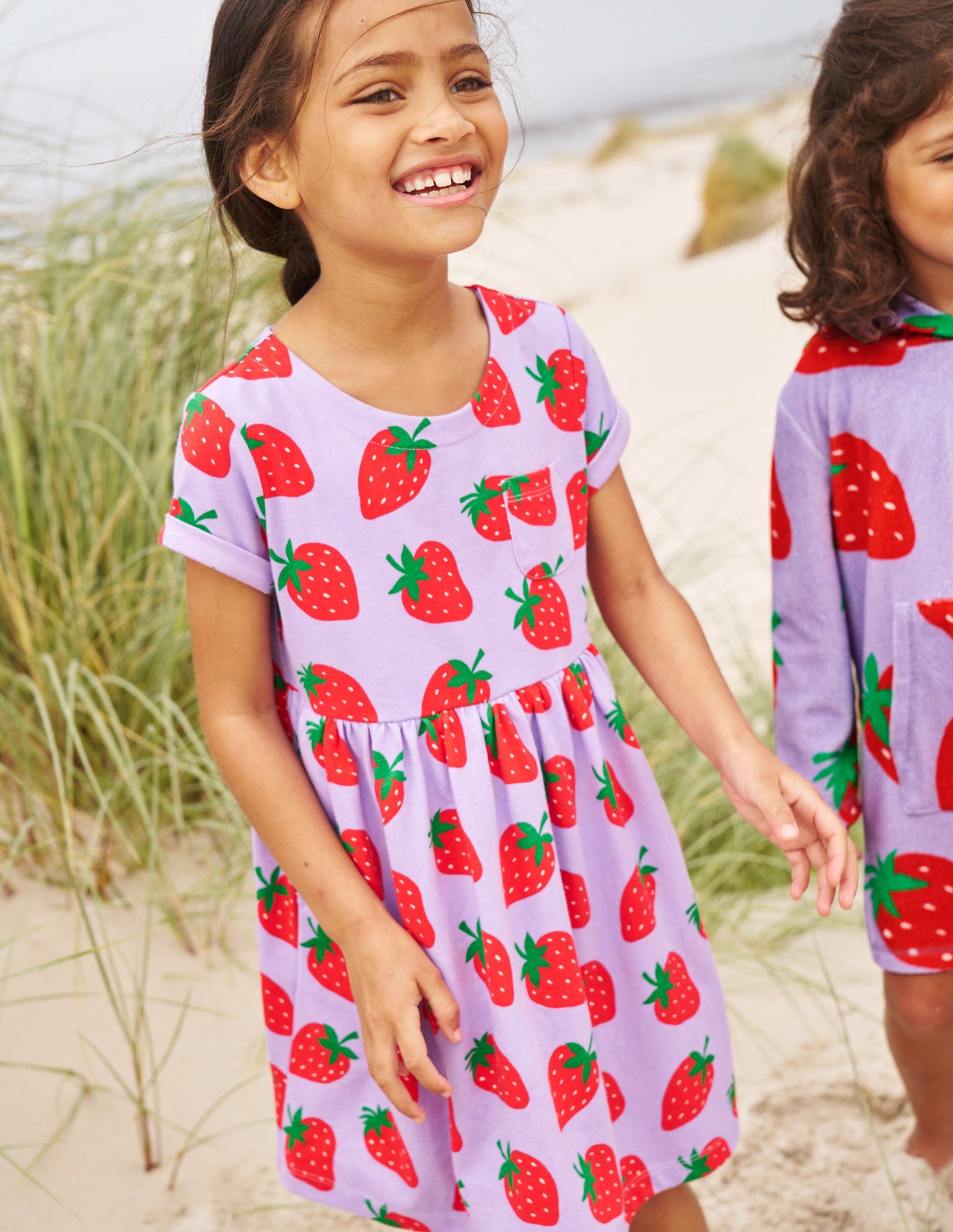 Short-sleeved Fun Jersey Dress-Parma Violet Strawberries-4