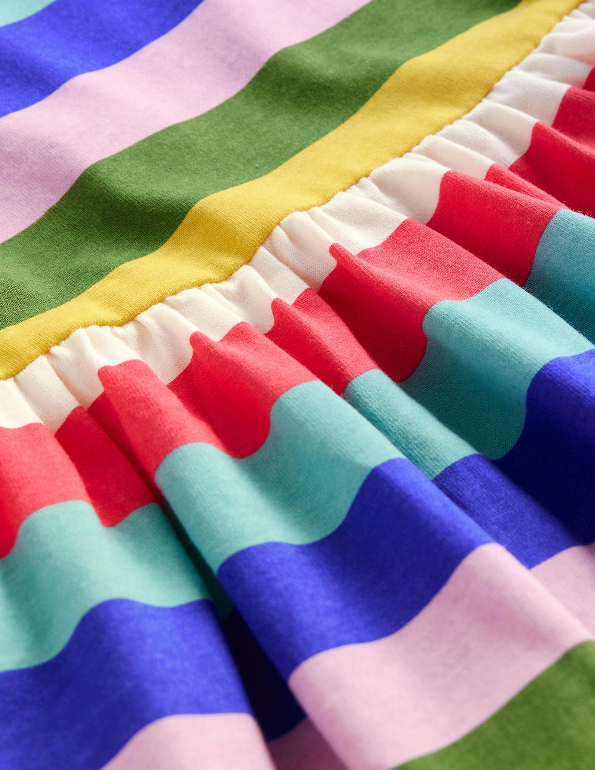 Short-sleeved Fun Jersey Dress-Multi Rainbow Stripe-3
