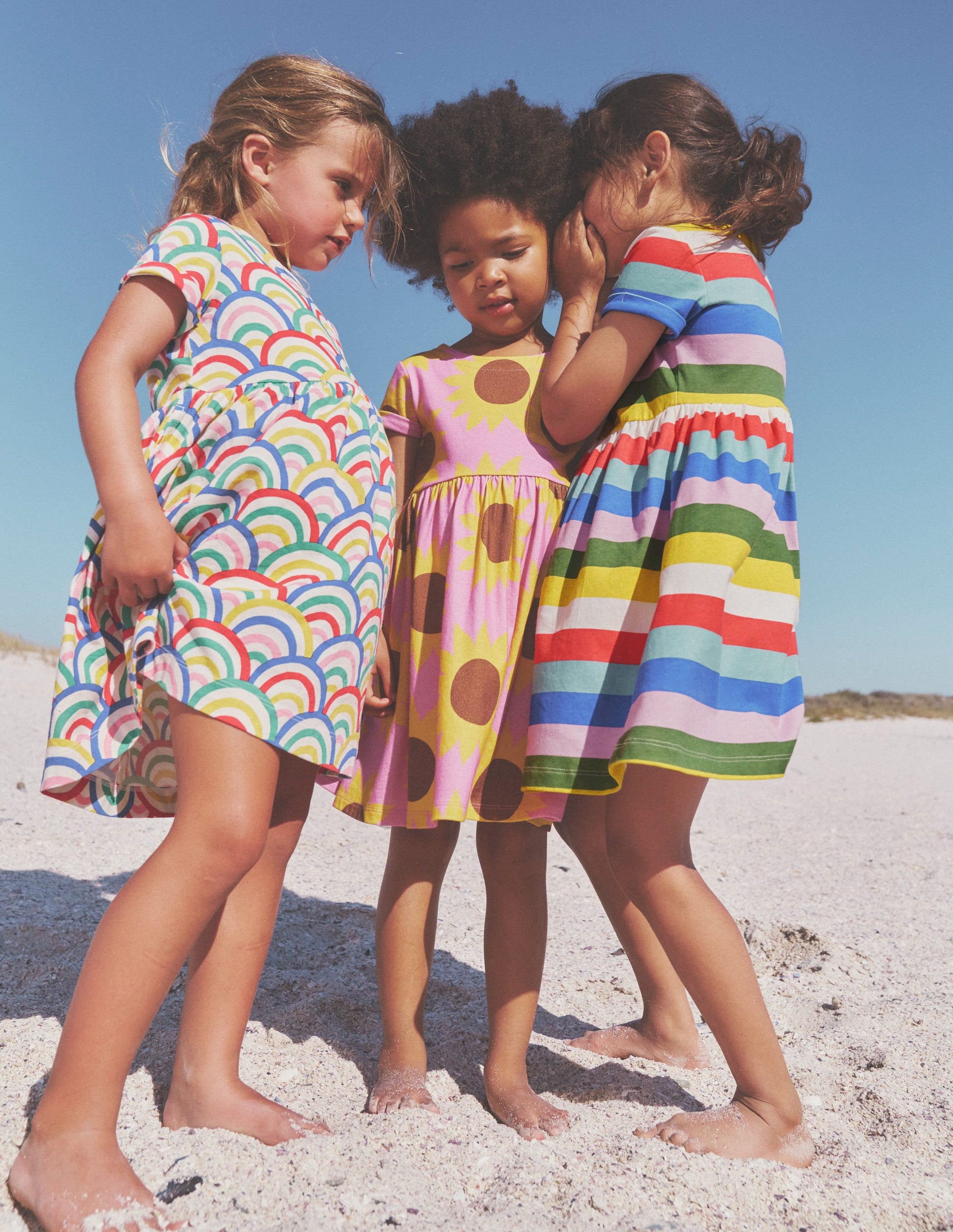 Short-sleeved Fun Jersey Dress-Multi Rainbow Stripe-4