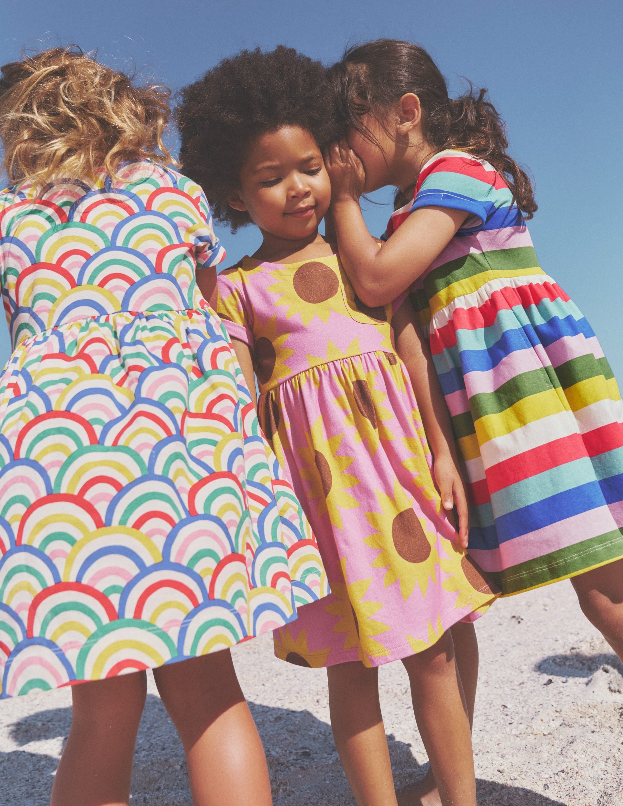 Short-sleeved Fun Jersey Dress-Pink Sunflower Geo - Image 4
