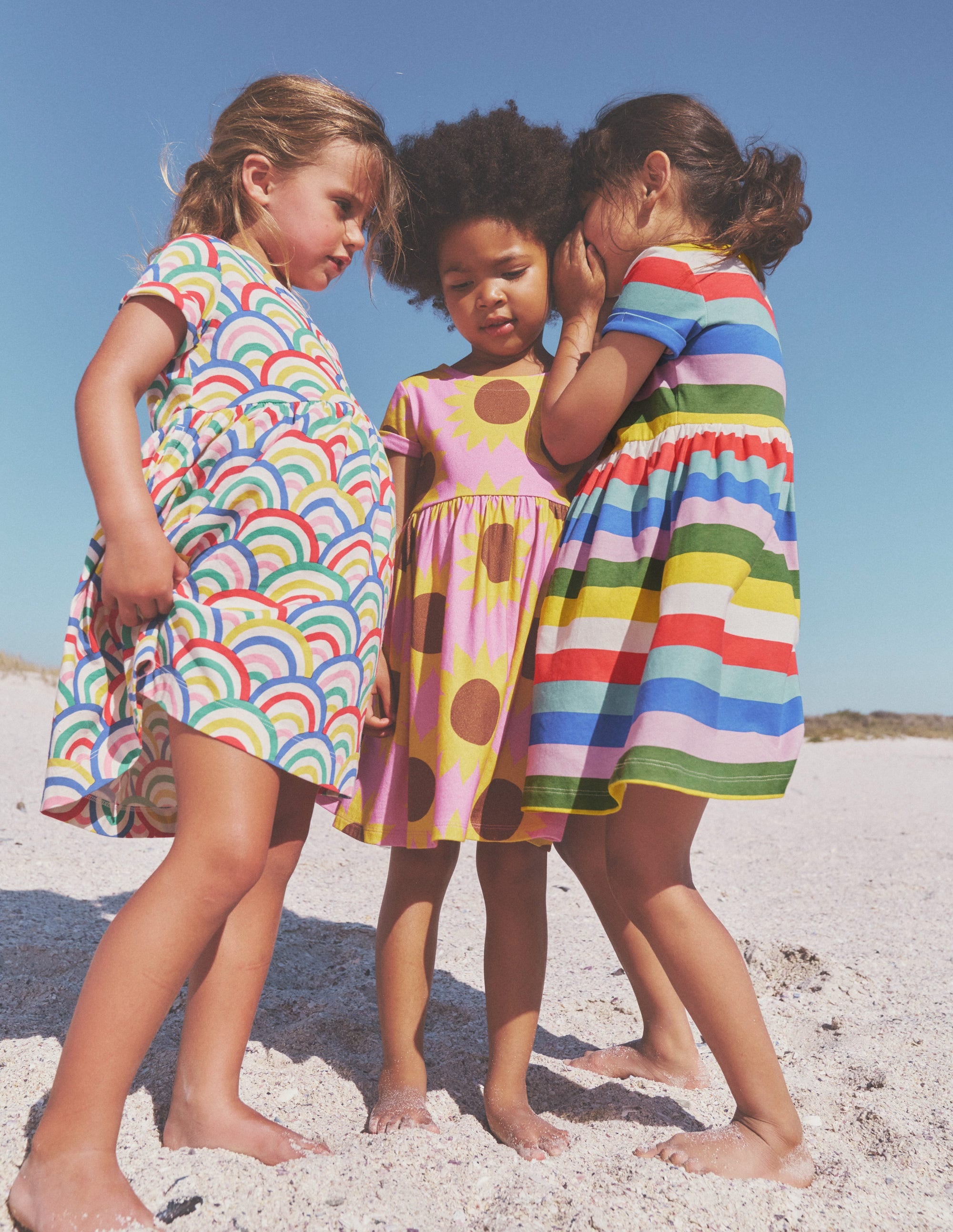 Short-sleeved Fun Jersey Dress-Ivory Multi Rainbow - Image 4