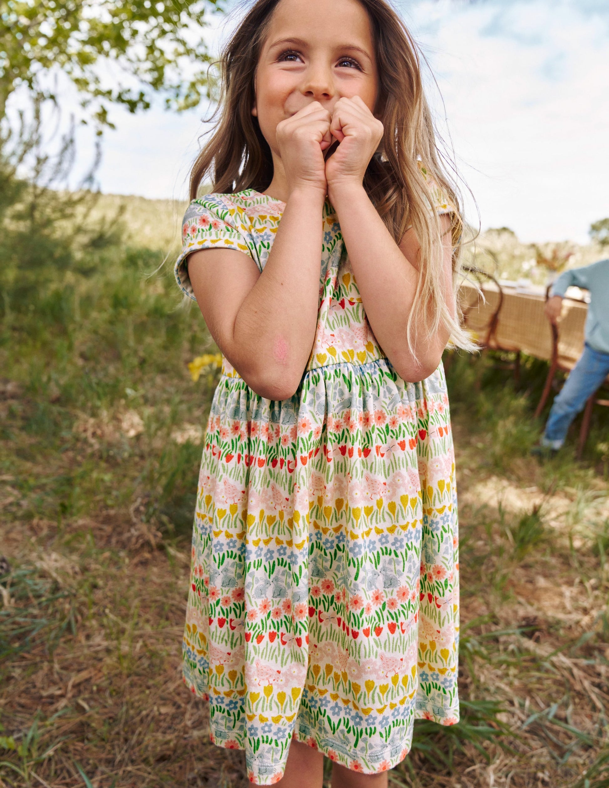 Short-sleeved Fun Jersey Dress-Multi Spring Stripe-4