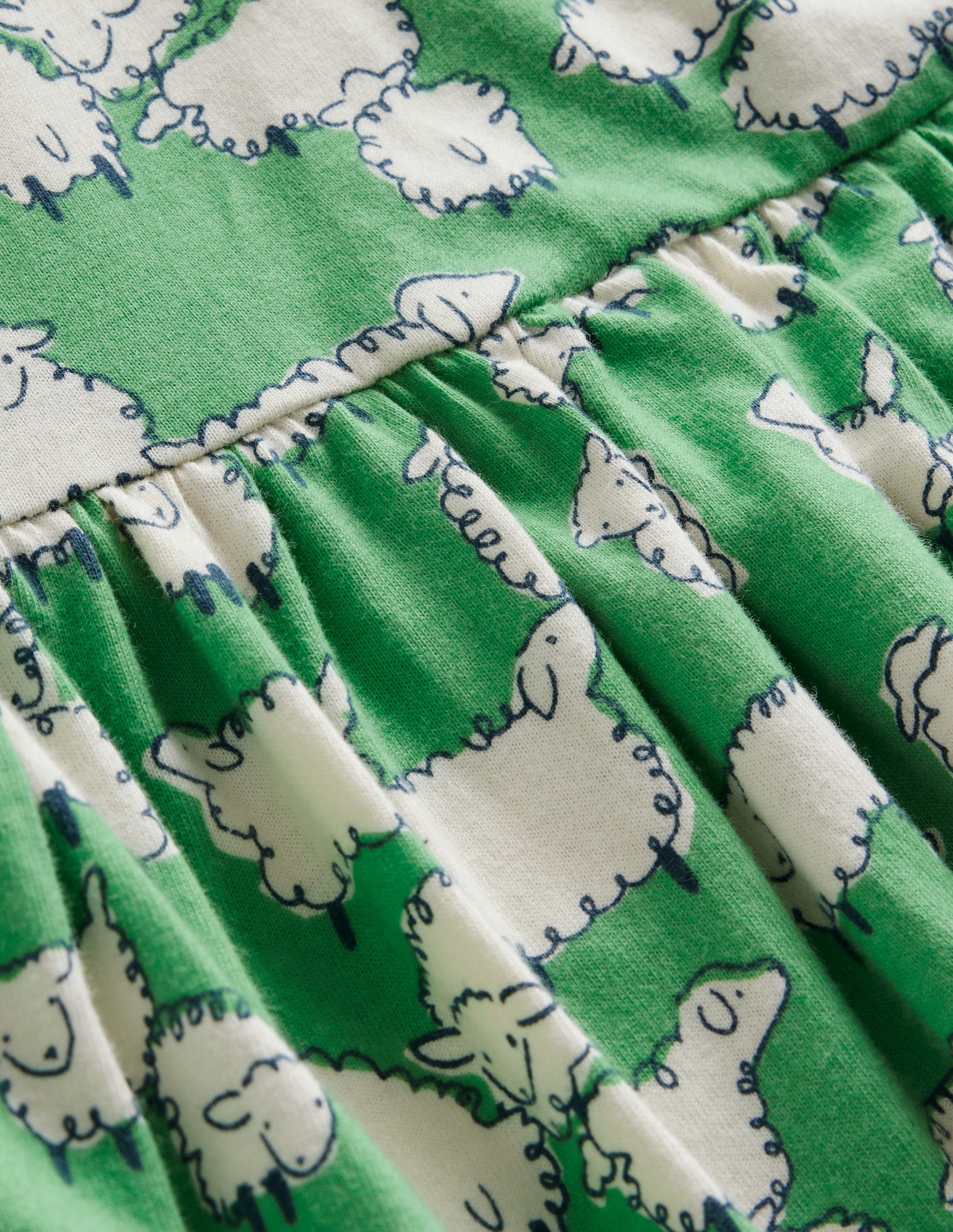 Long Sleeve Fun Jersey Dress-Aloe Green Sheep-3