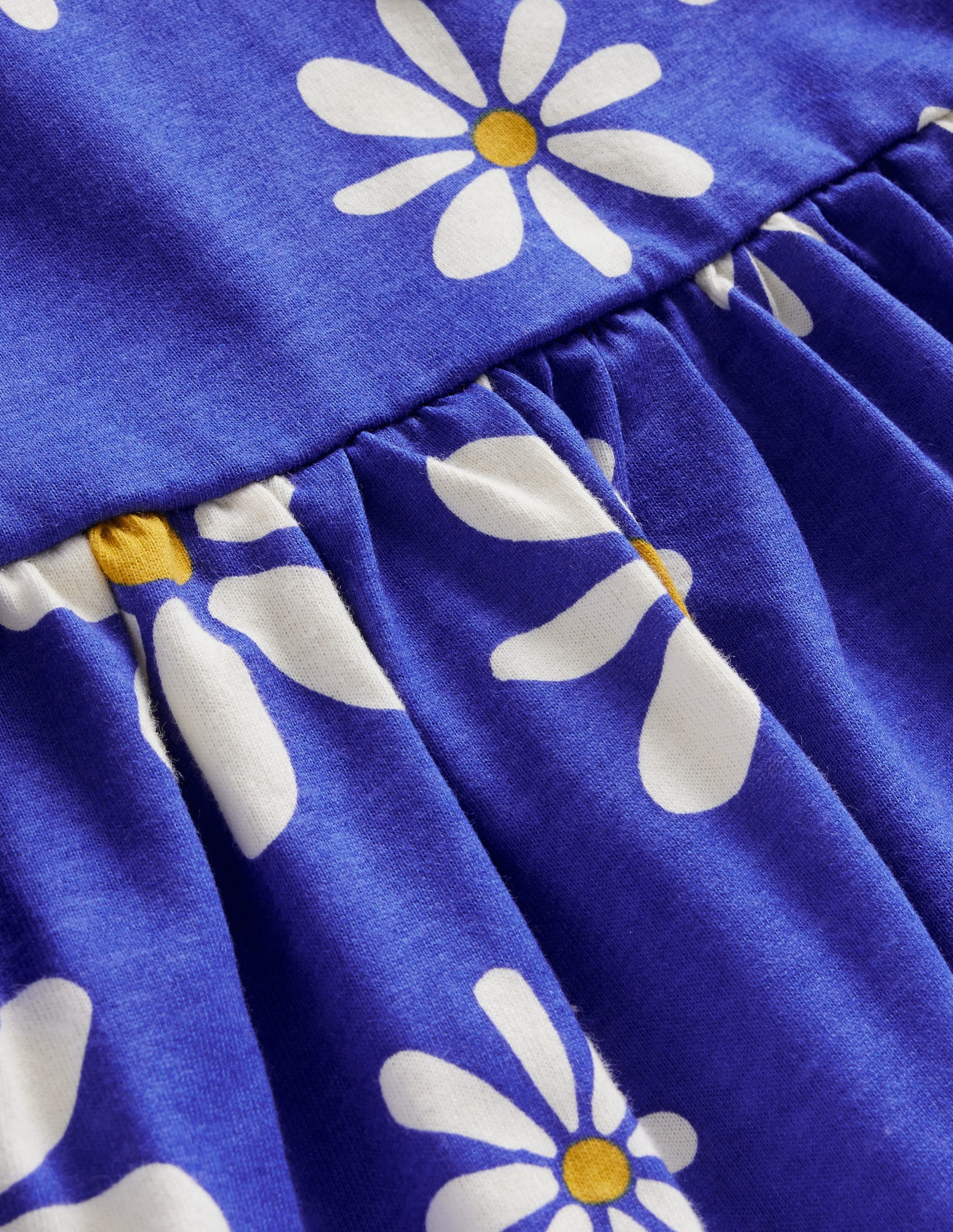 Long Sleeve Fun Jersey Dress-Sapphire Blue Daisies - Image 3