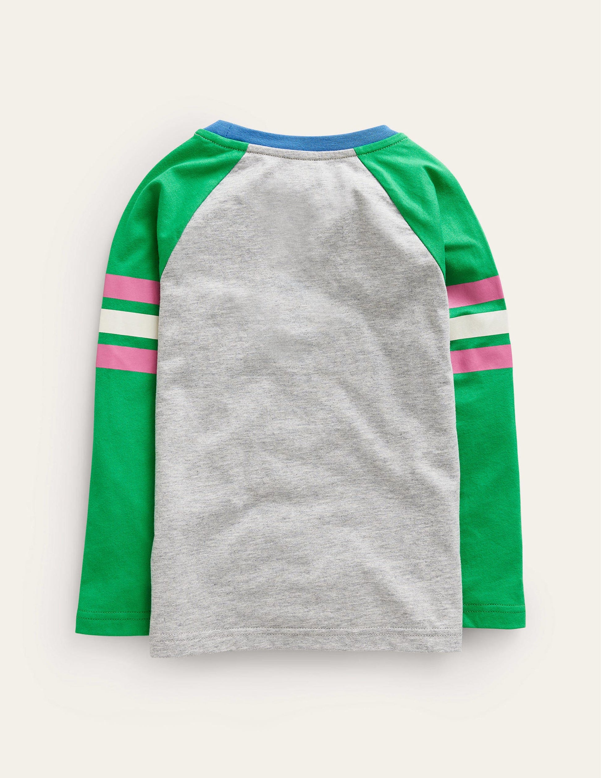 Colourblock Raglan T-shirt-Grey Marl/Sapling Green-2