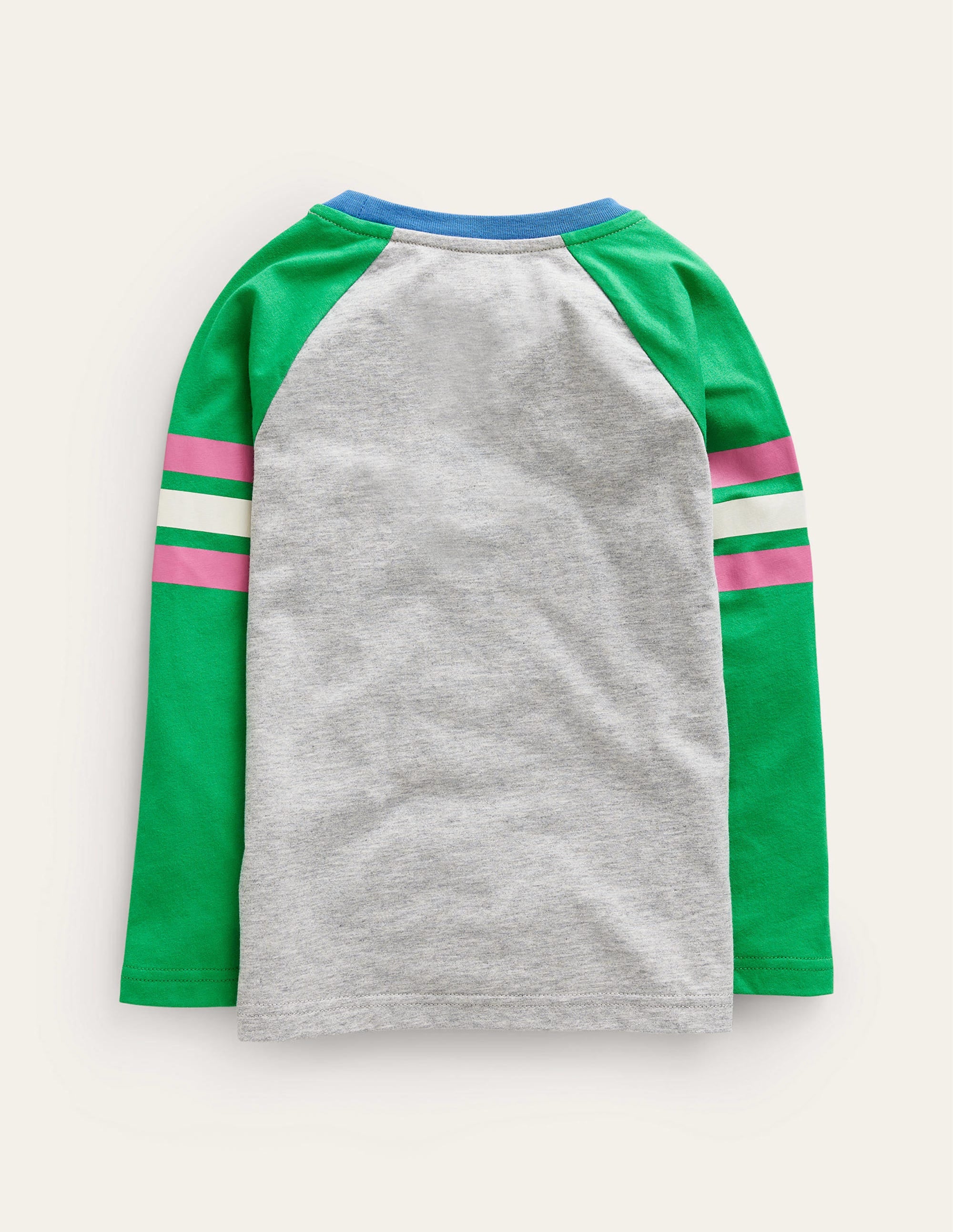 Colourblock Raglan T-shirt-Grey Marl/Sapling Green - Image 2