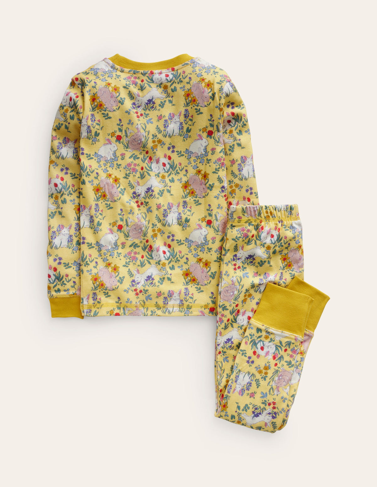 Snug Long John Pyjamas-Spring Yellow Bunnies - Image 2