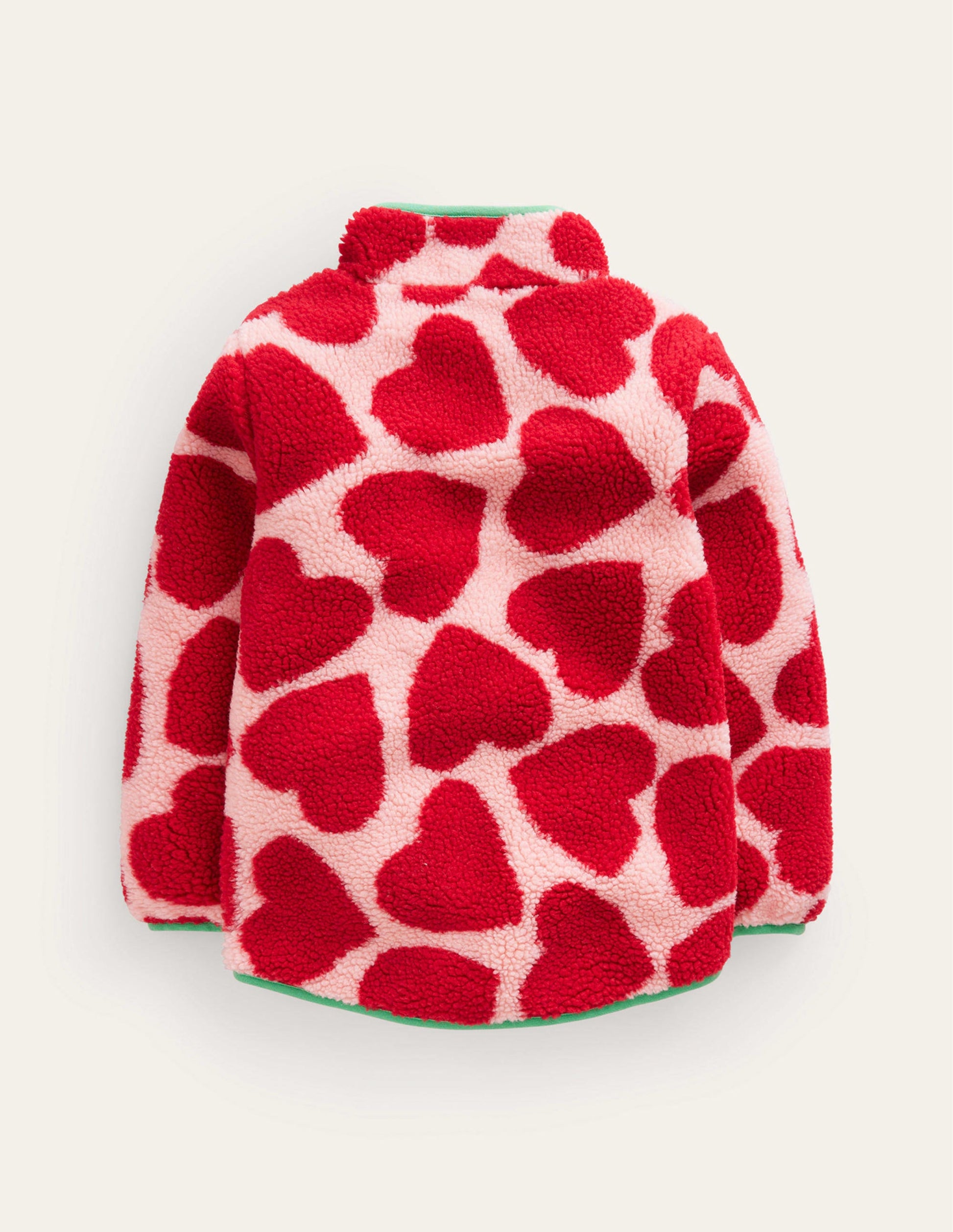 Zip Through Printed Fleece-Peach Skin Hearts-2