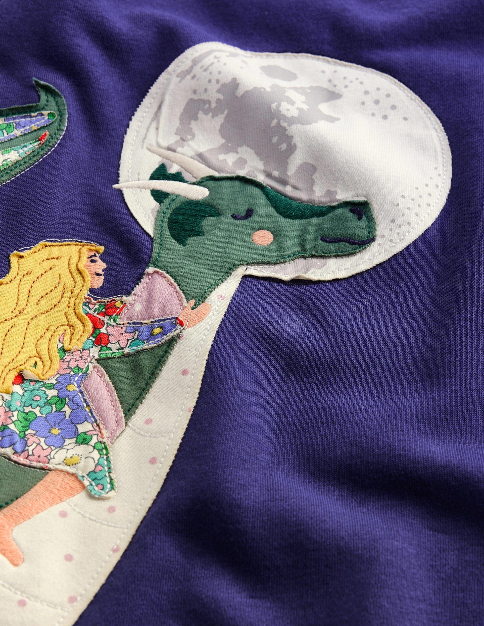 Cosy Appliqué Sweatshirt Dress-Navy Dragons-3