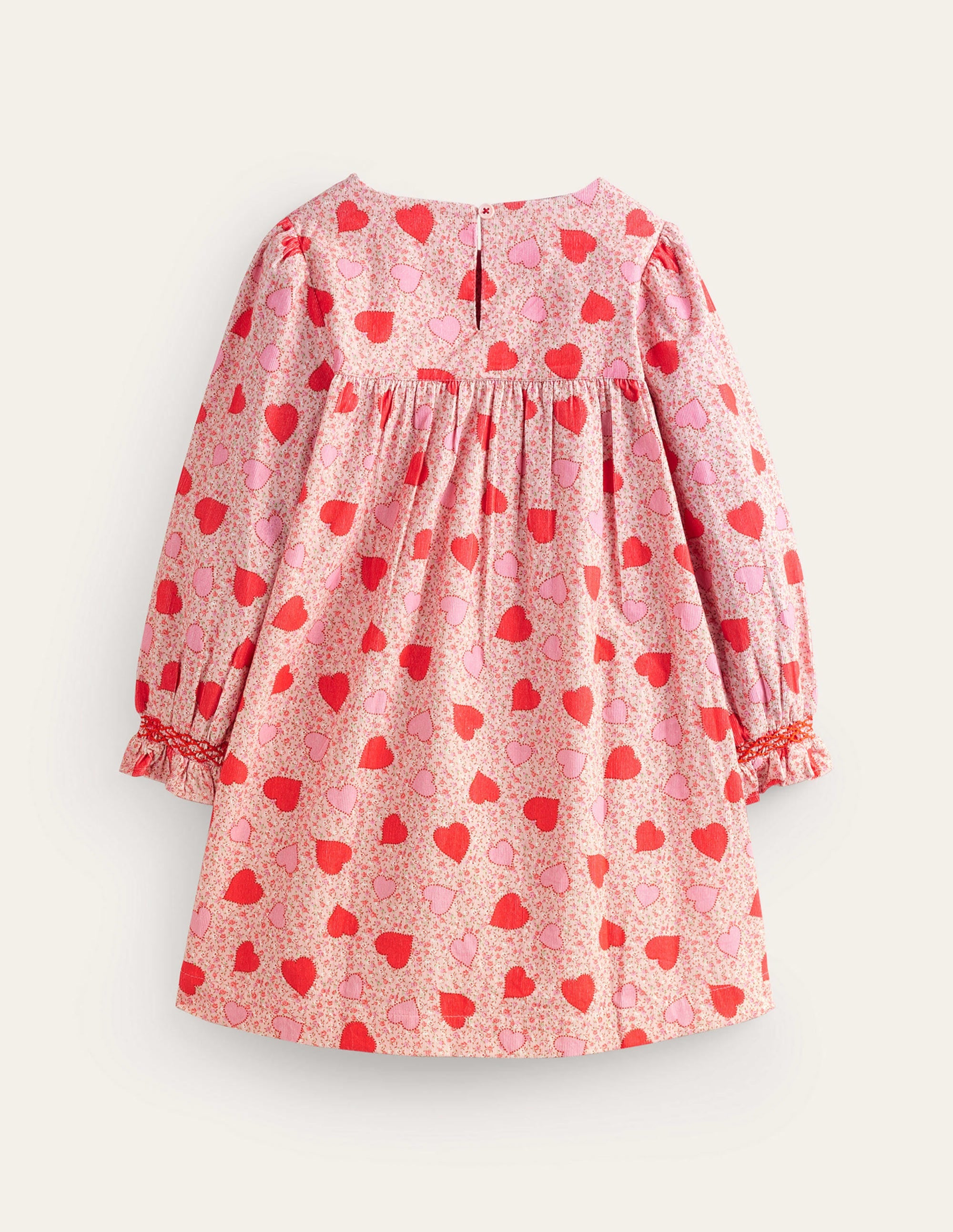 Cord Smocked Dress-Ballet Pink Heart Floral - Image 2
