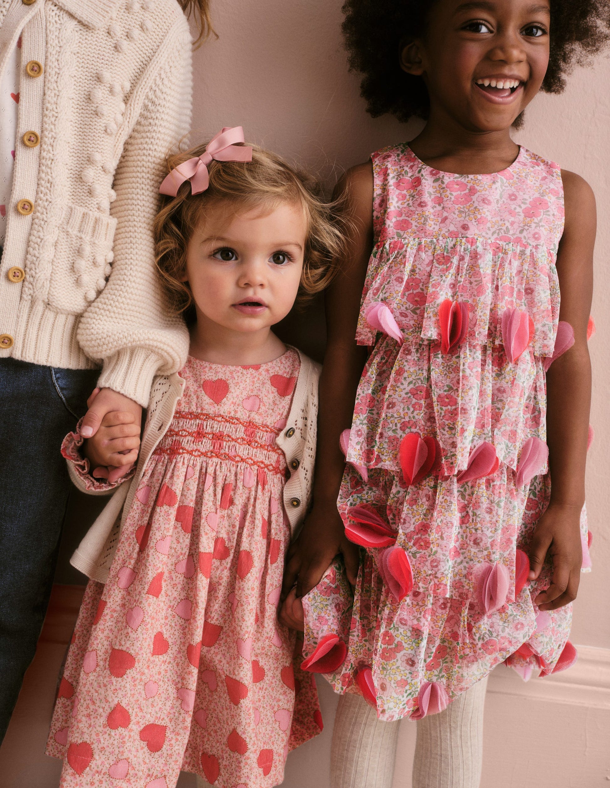 Cord Smocked Dress-Ballet Pink Heart Floral-4