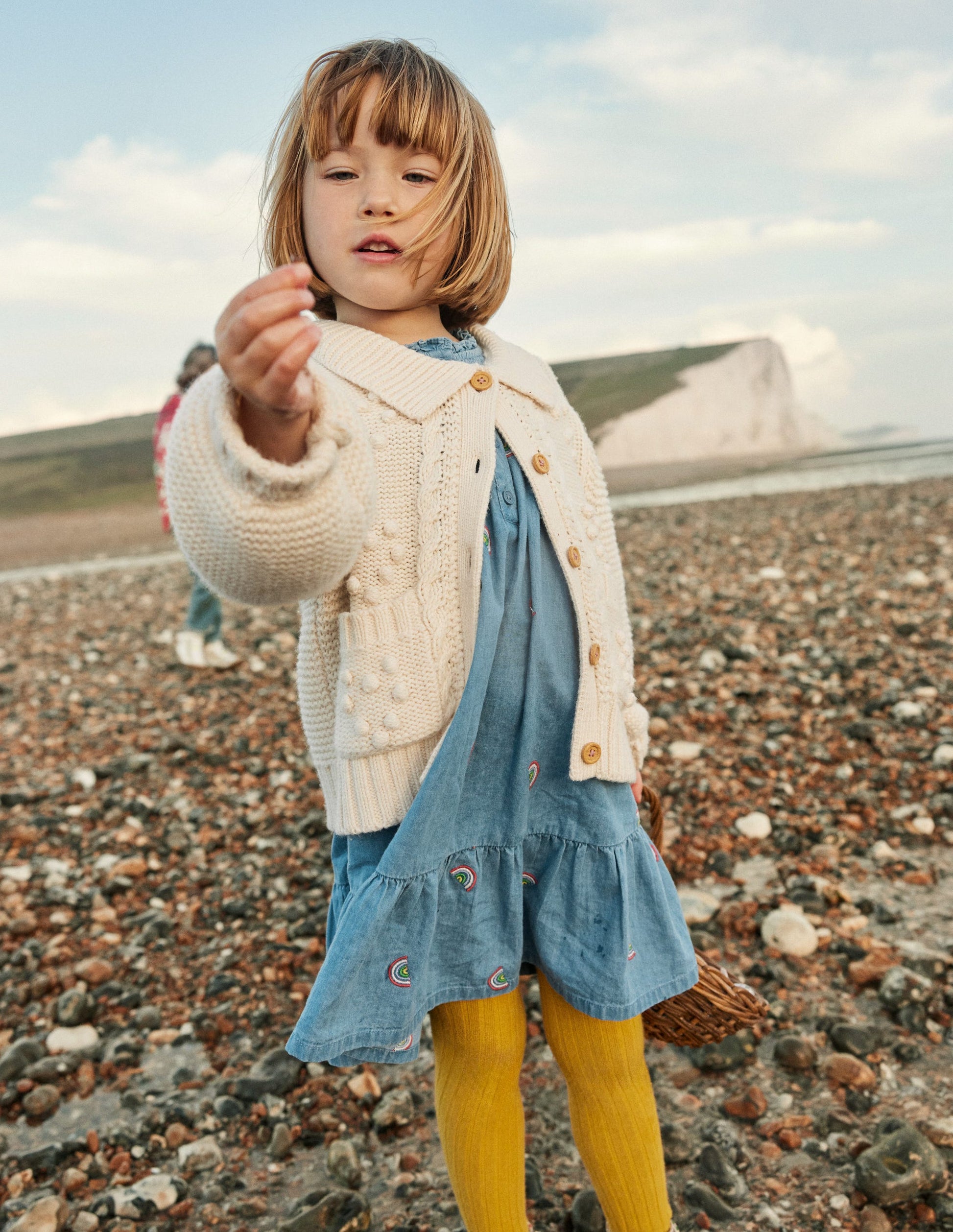 Embroidered Shirred Dress-Scattered Rainbow Embroidery-4