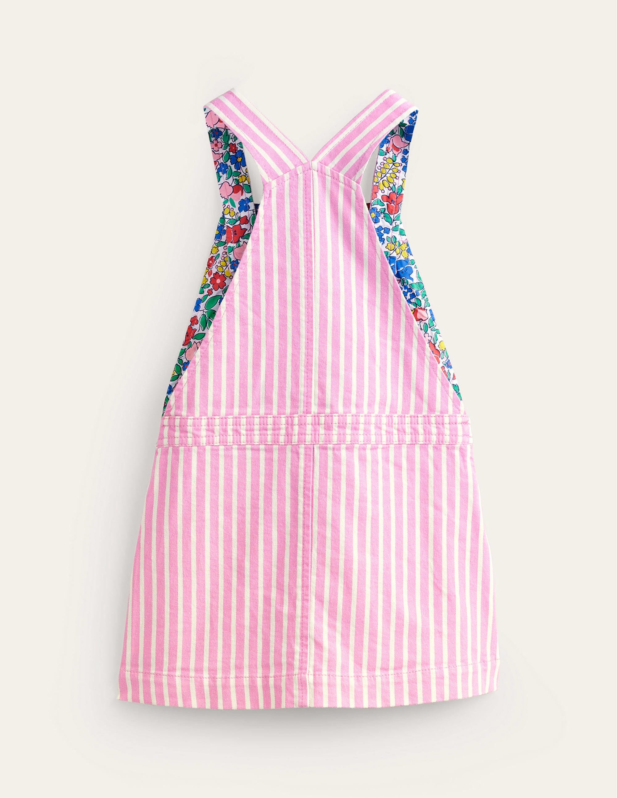 Dungaree Dress-Cosmic Pink / Ivory Stripe - Image 2