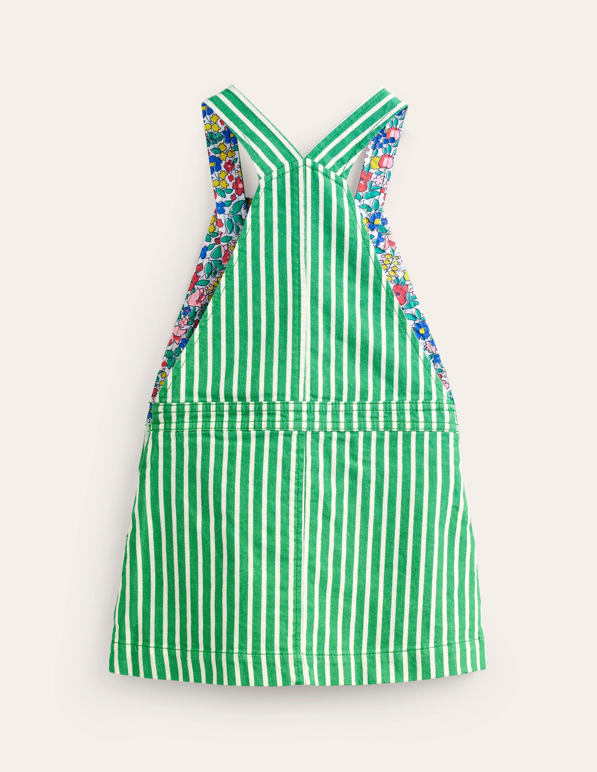Dungaree Dress-Runner Bean / Ivory Stripe - Image 2