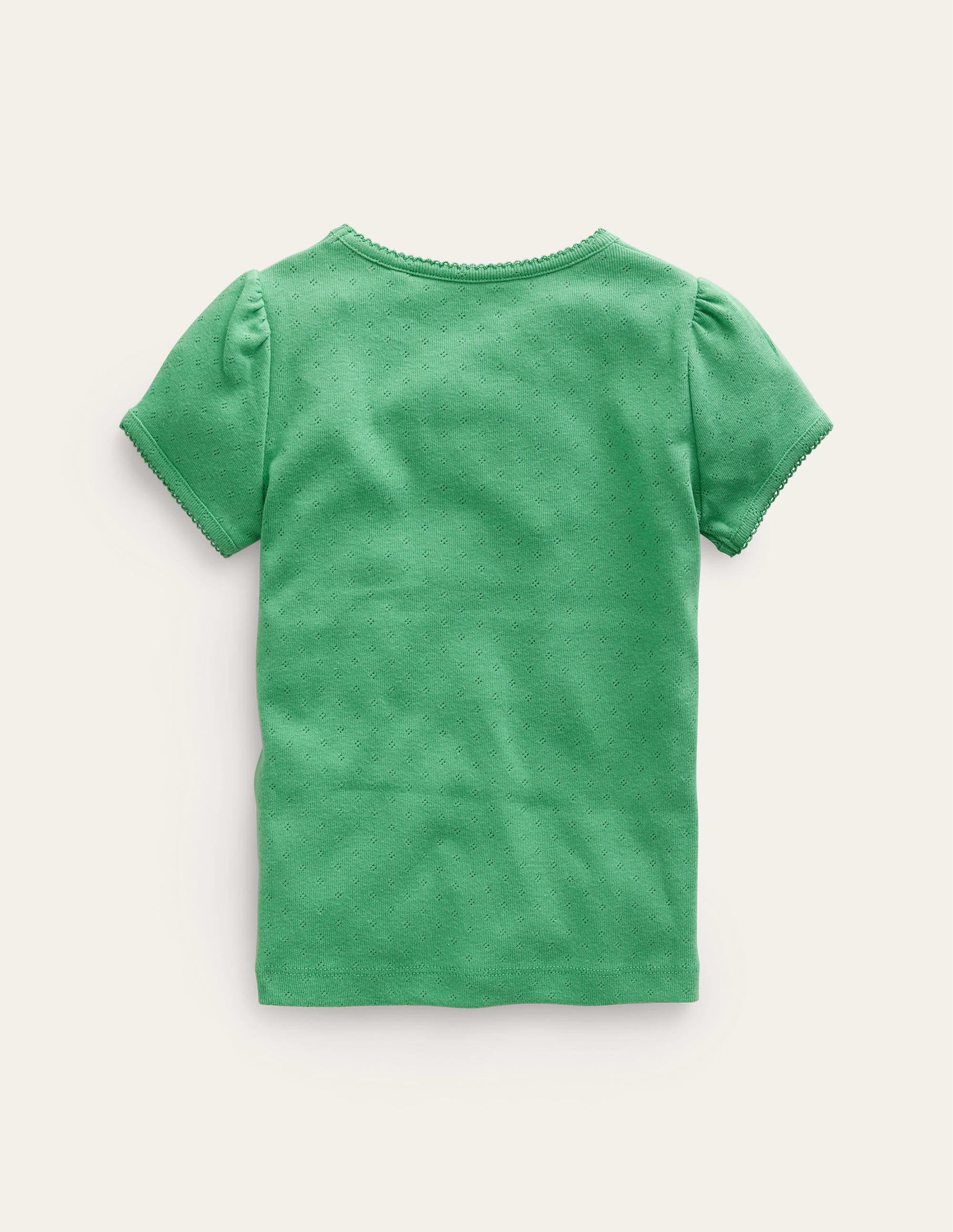 Short-sleeved Pointelle Top-Aloe Green - Image 2