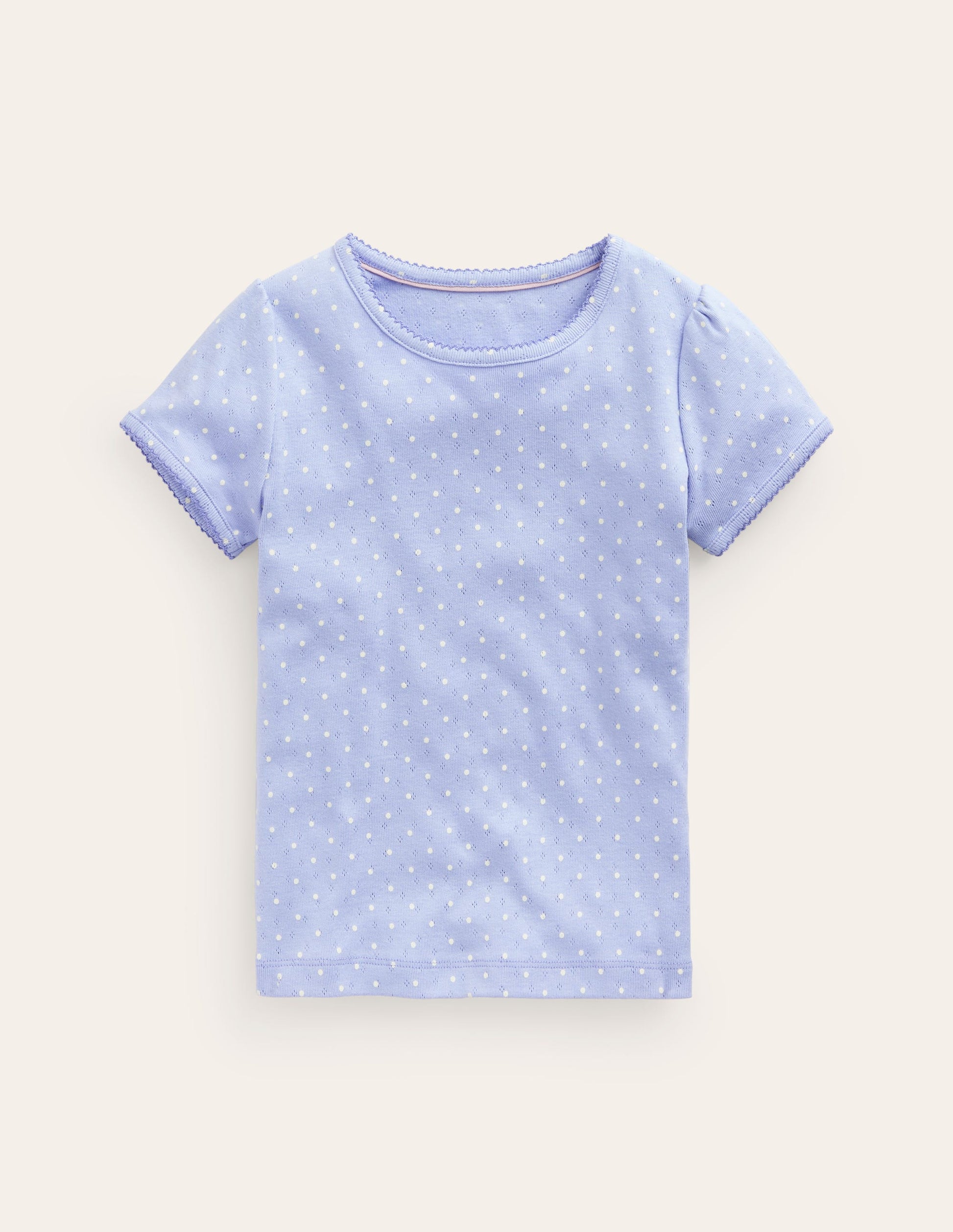 Short-sleeved Pointelle Top-Etoile Blue Spot-1
