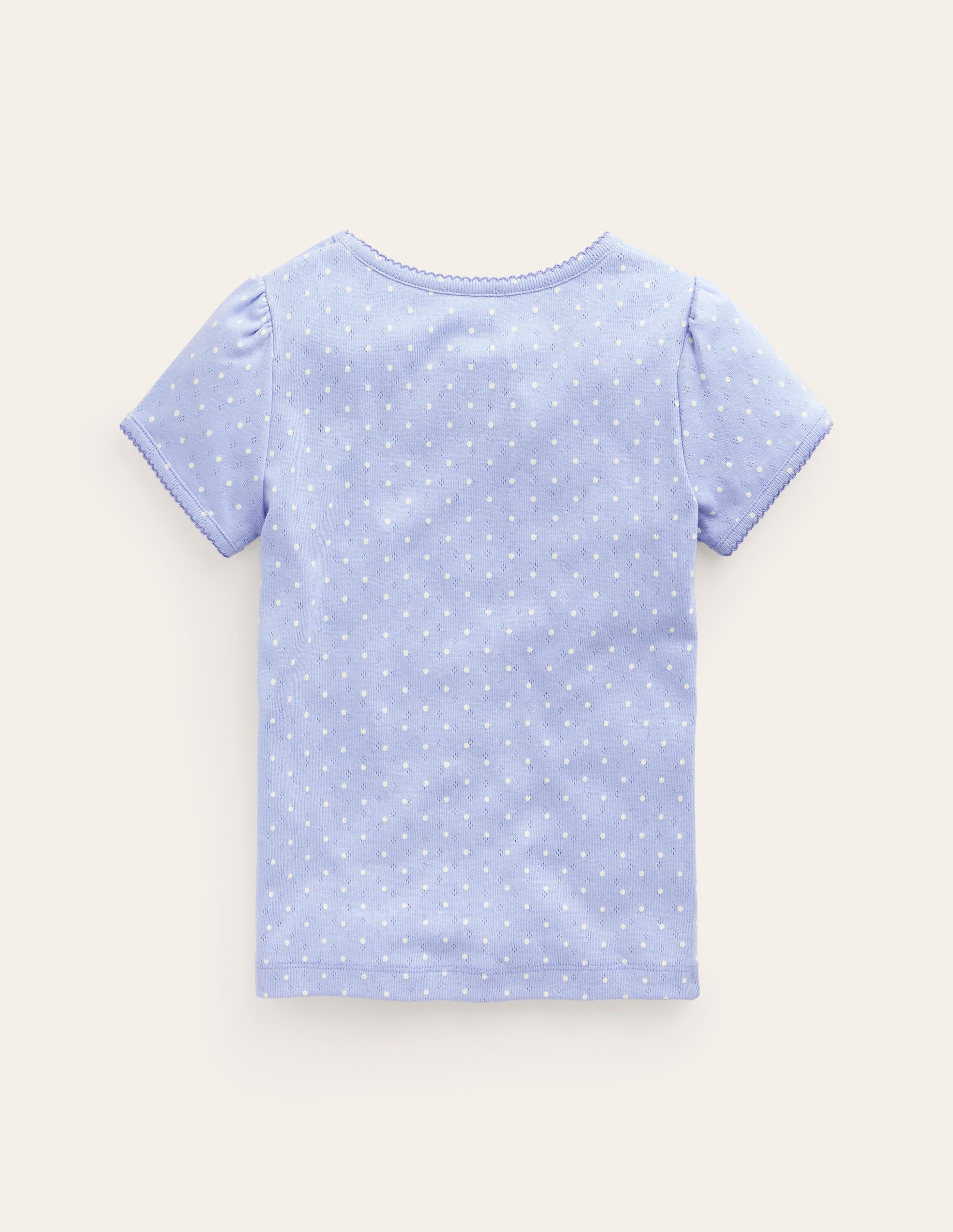 Short-sleeved Pointelle Top-Etoile Blue Spot-2