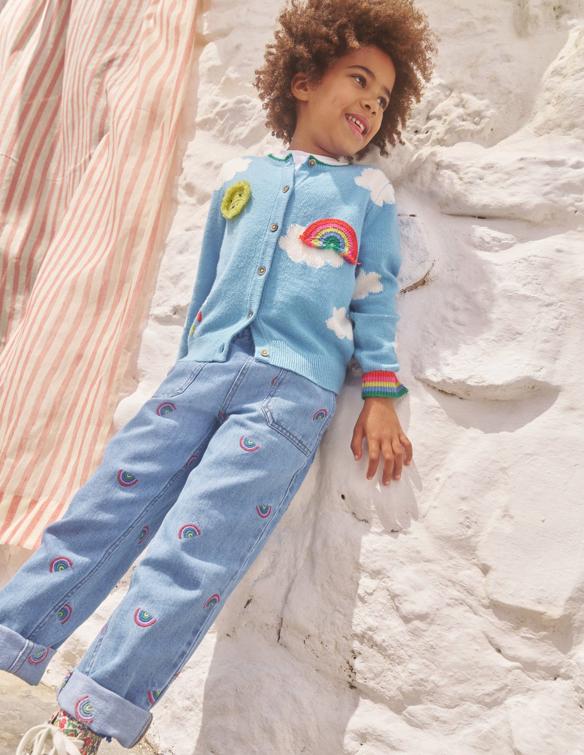 Denim Pull-on Jean-Scattered Rainbow Embroidery - Image 4