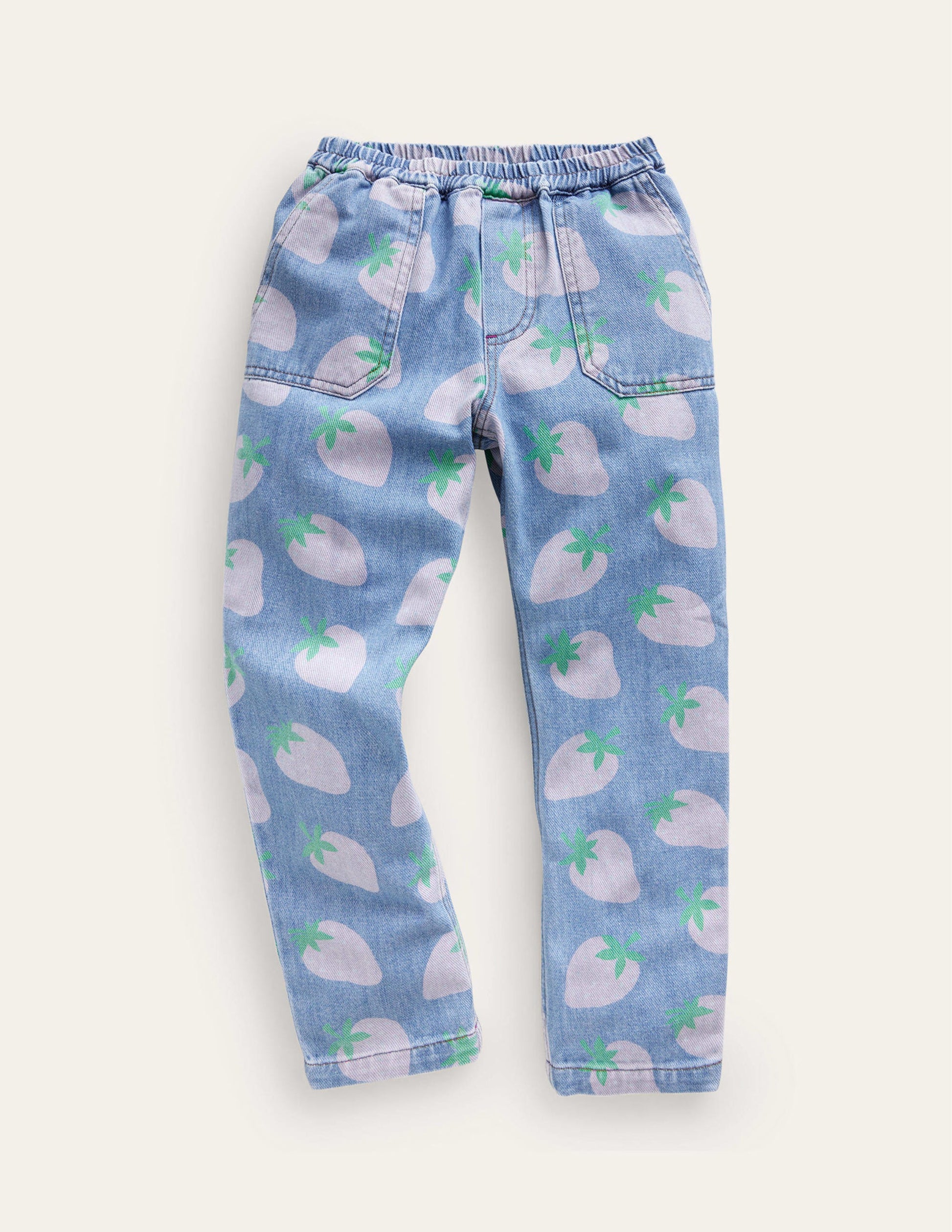 Denim Pull-on Jean-Denim Strawberries-1