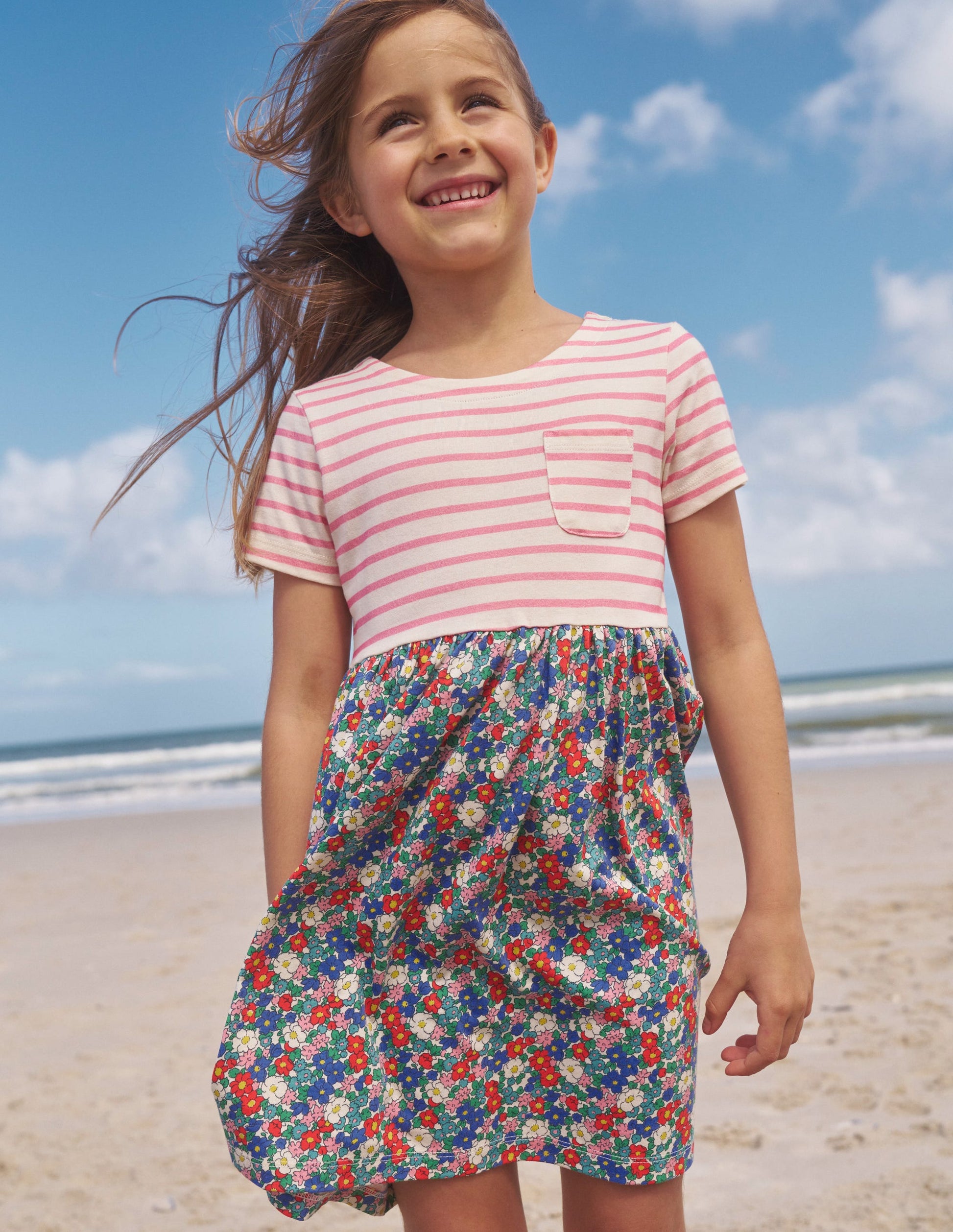 Hotchpotch Jersey dress-Nautical Floral-4