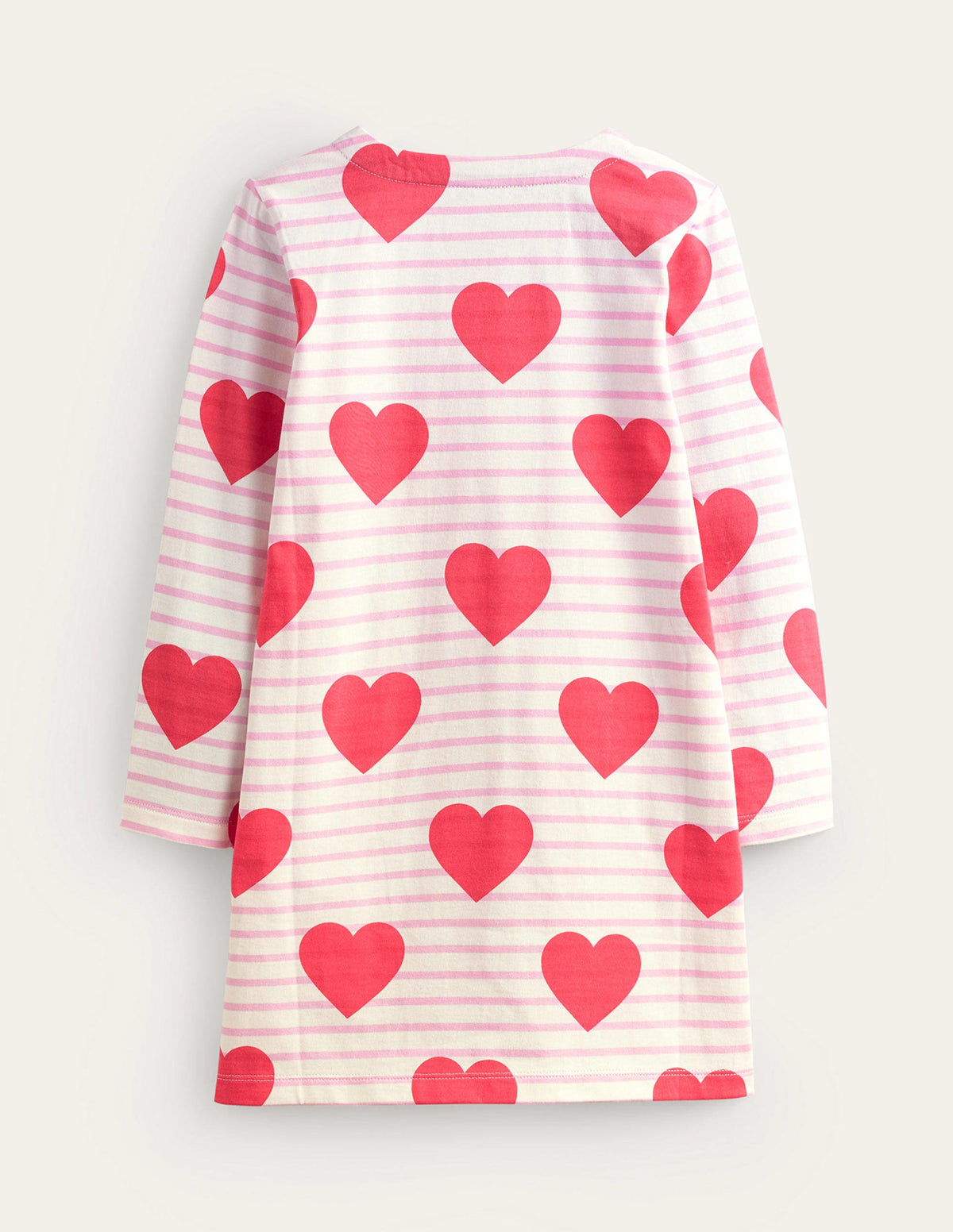 Fun Breton Dress-Poppy Red Stripe Heart-2