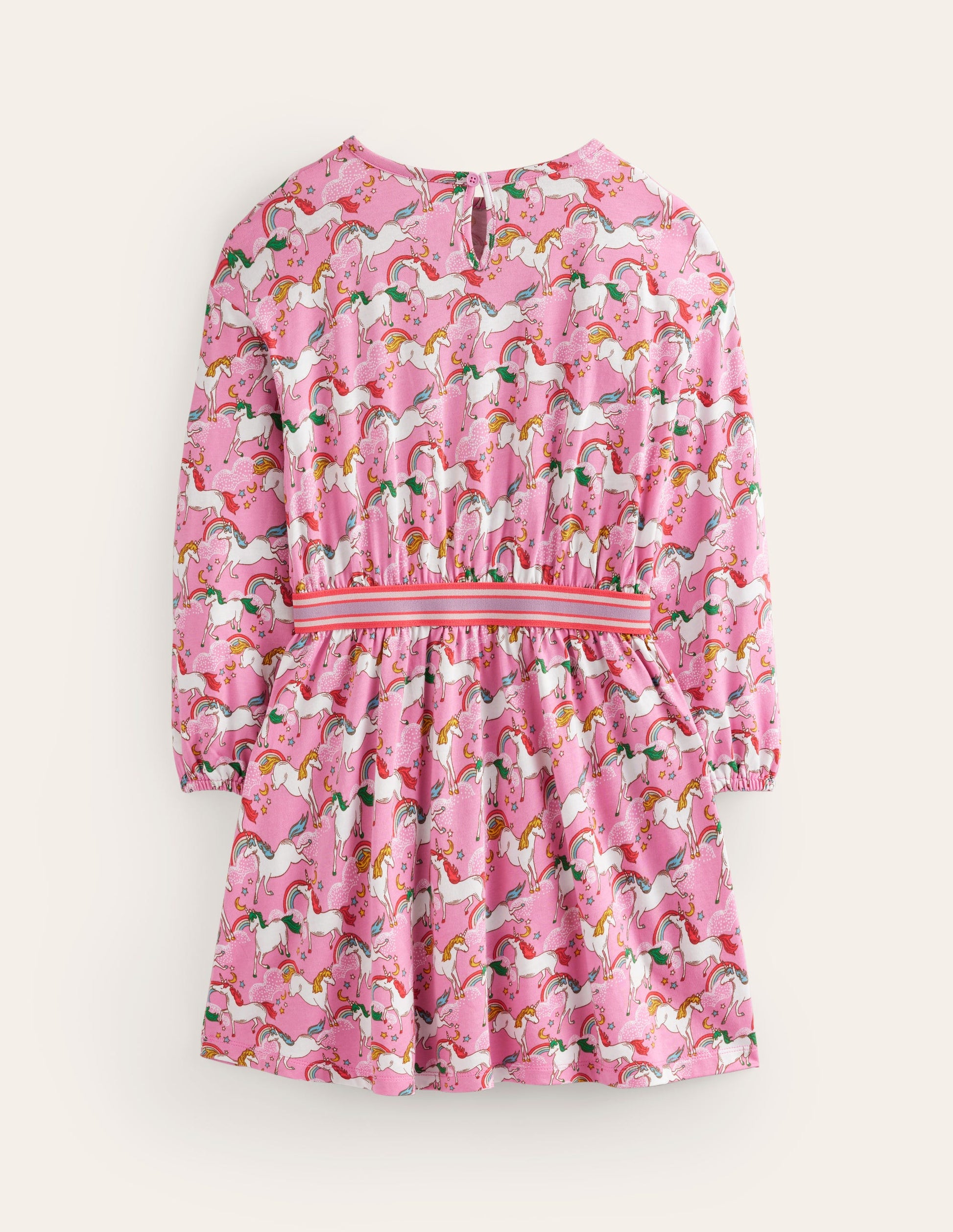 Blouson Sleeve Printed Dress-Ballet Pink Unicorns-2