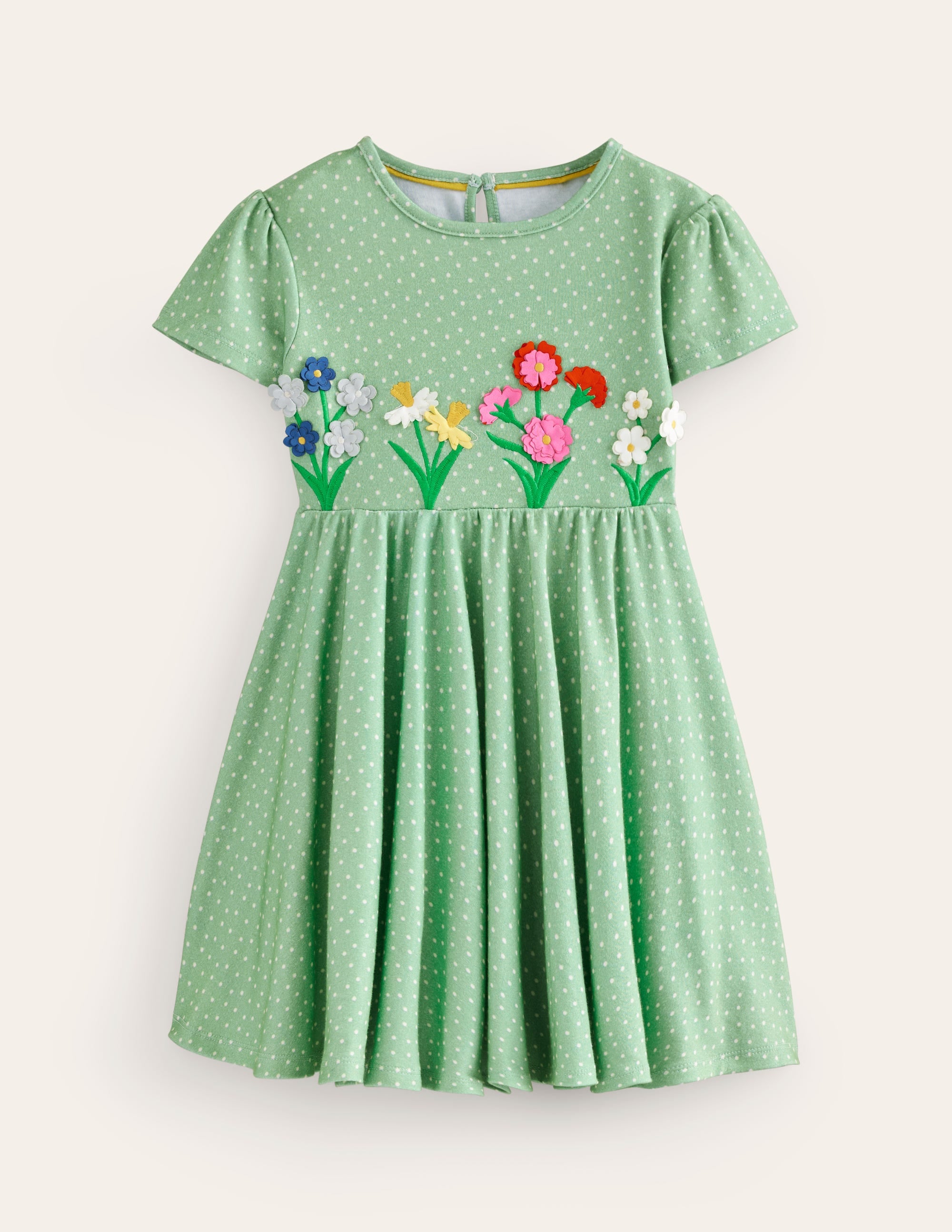 Flutter Twirly Dress-Pistachio Green Flowers - Image 1
