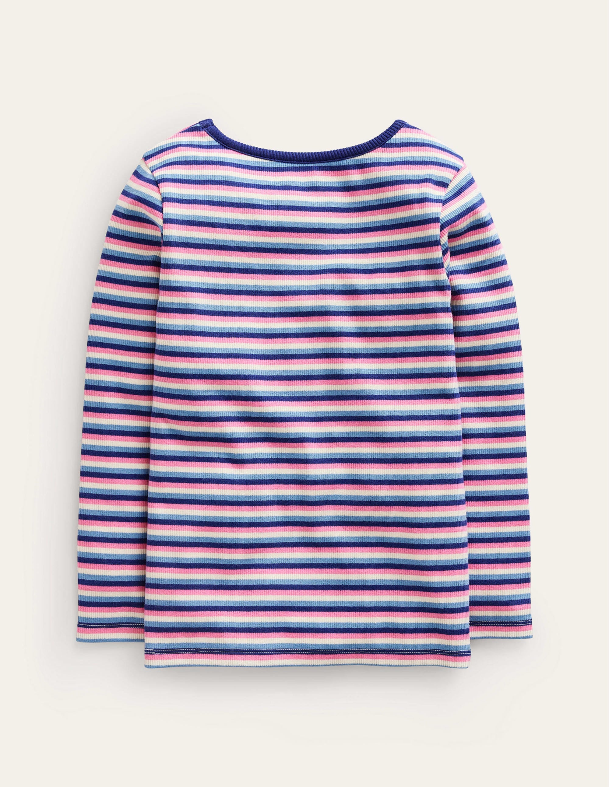 Ribbed Stripe T-Shirt-Blue/Pink - Image 2