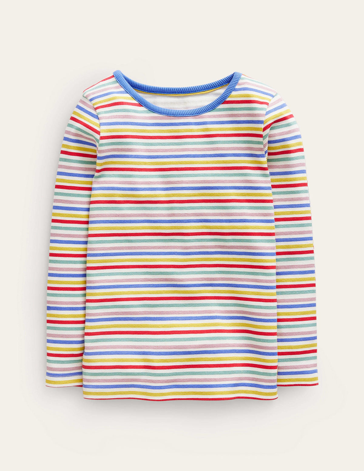 Ribbed Stripe T-Shirt-Ivory/Bluejay Stripe-1