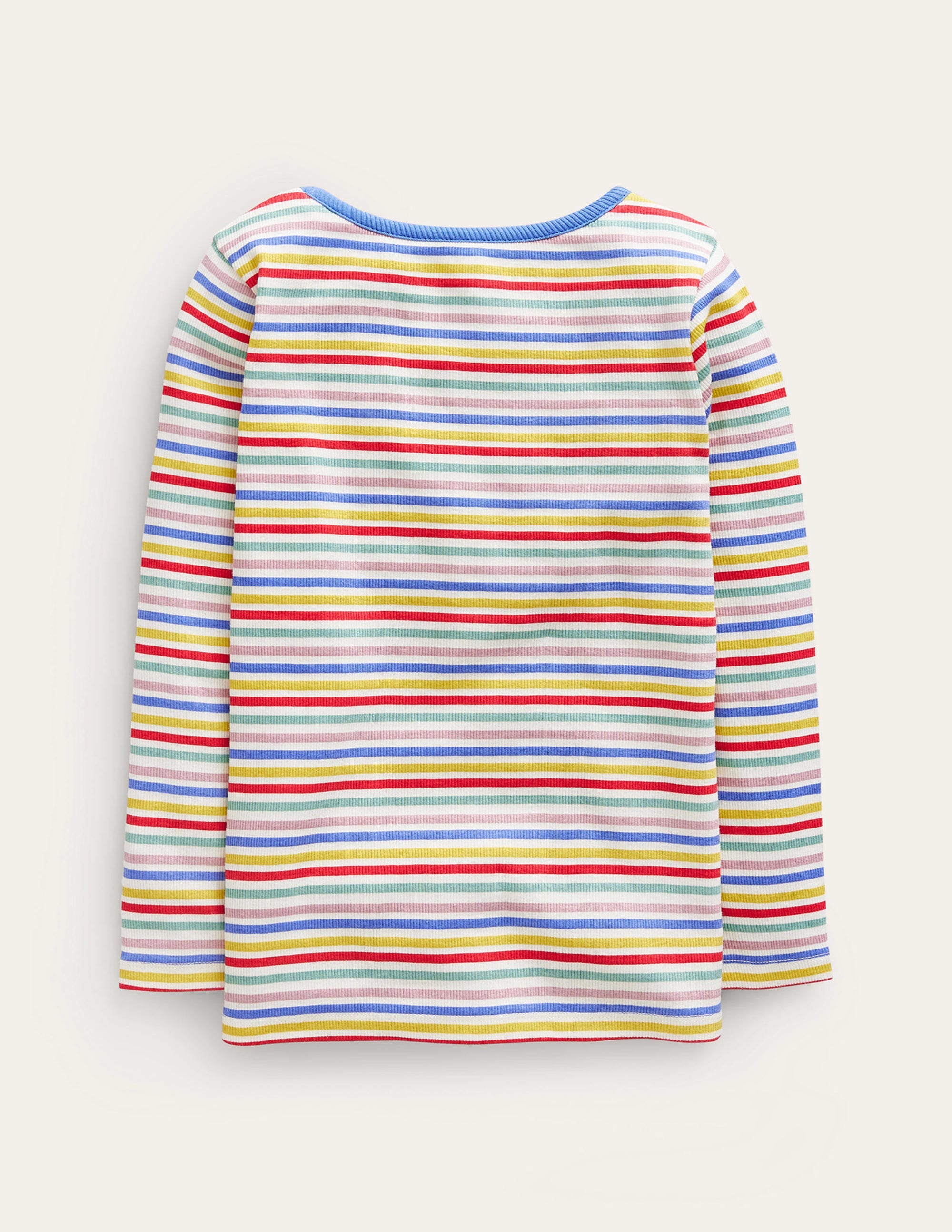 Ribbed Stripe T-Shirt-Ivory/Bluejay Stripe - Image 2