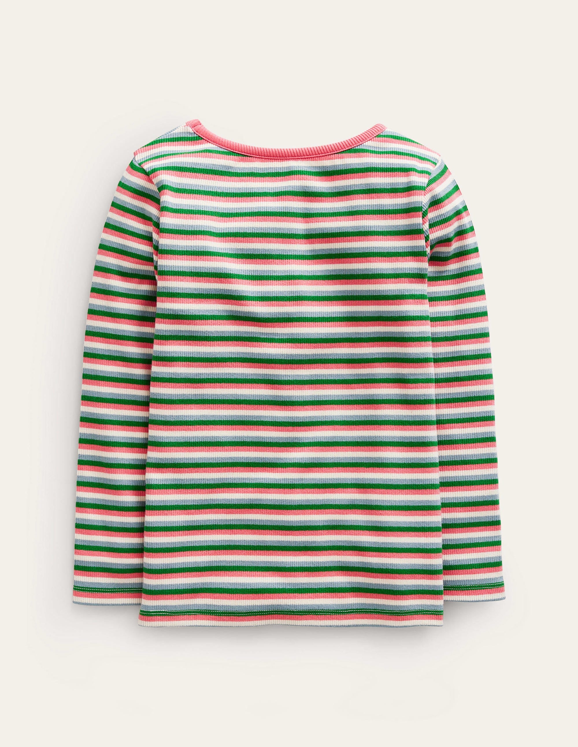 Ribbed Stripe T-Shirt-Pink/Green - Image 2
