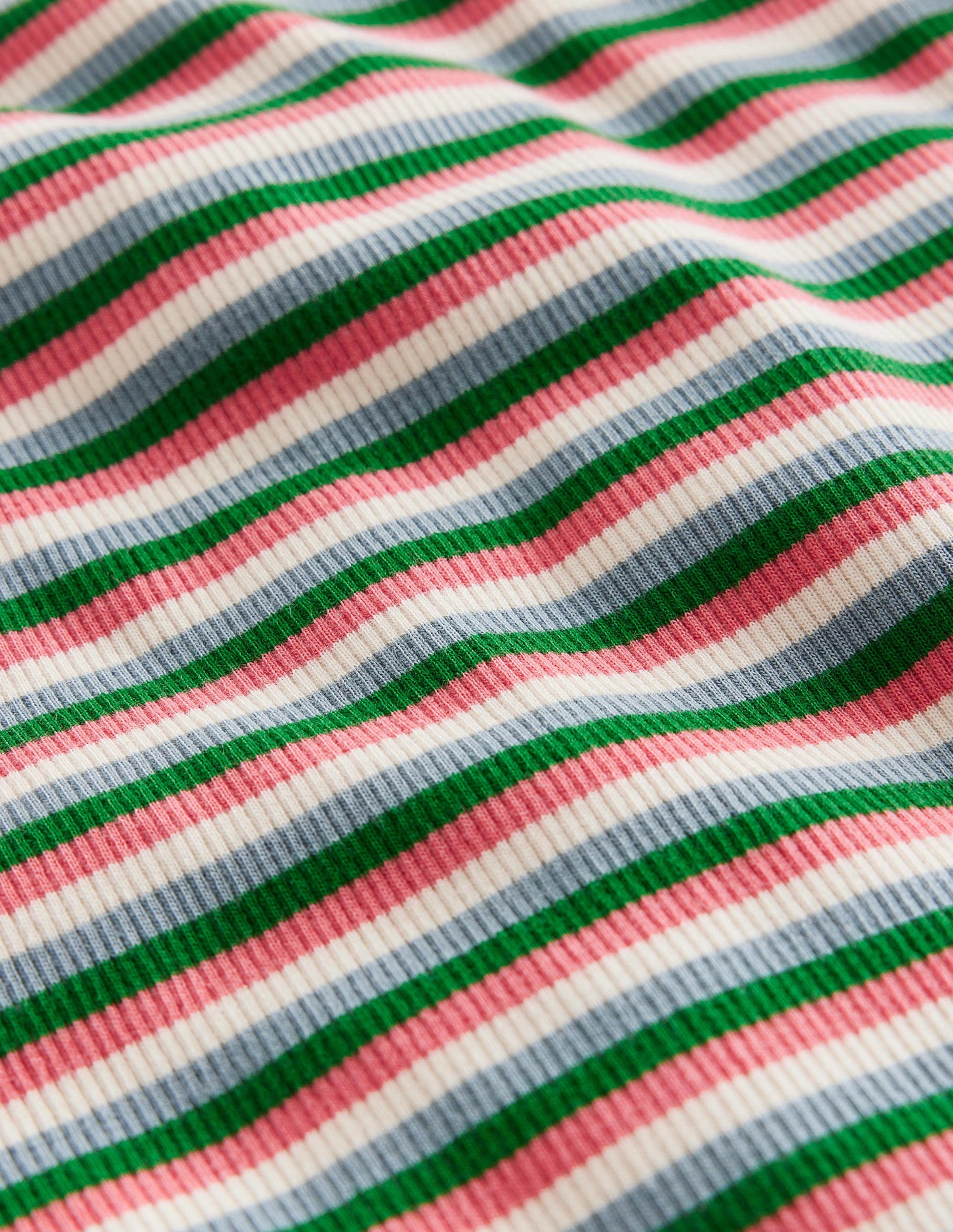 Ribbed Stripe T-Shirt-Pink/Green-3