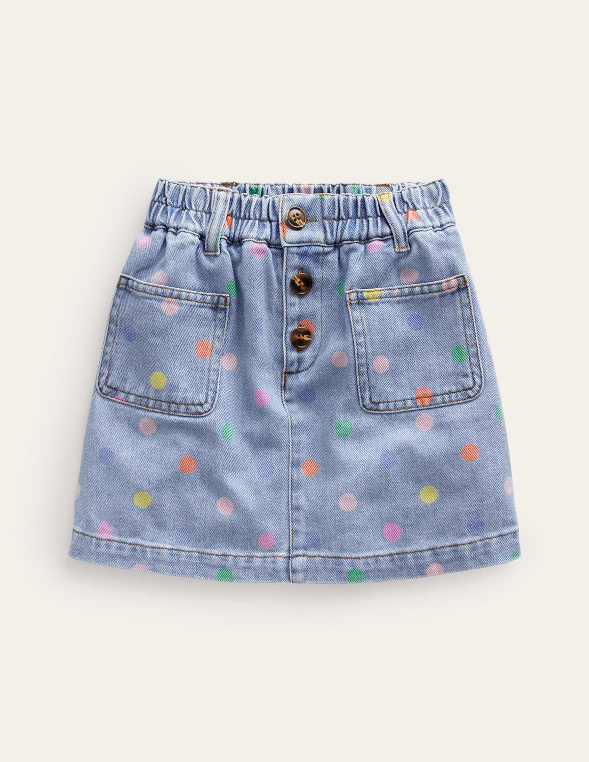 Button Pull-on Mini Skirt-Denim Multi Spot - Image 1