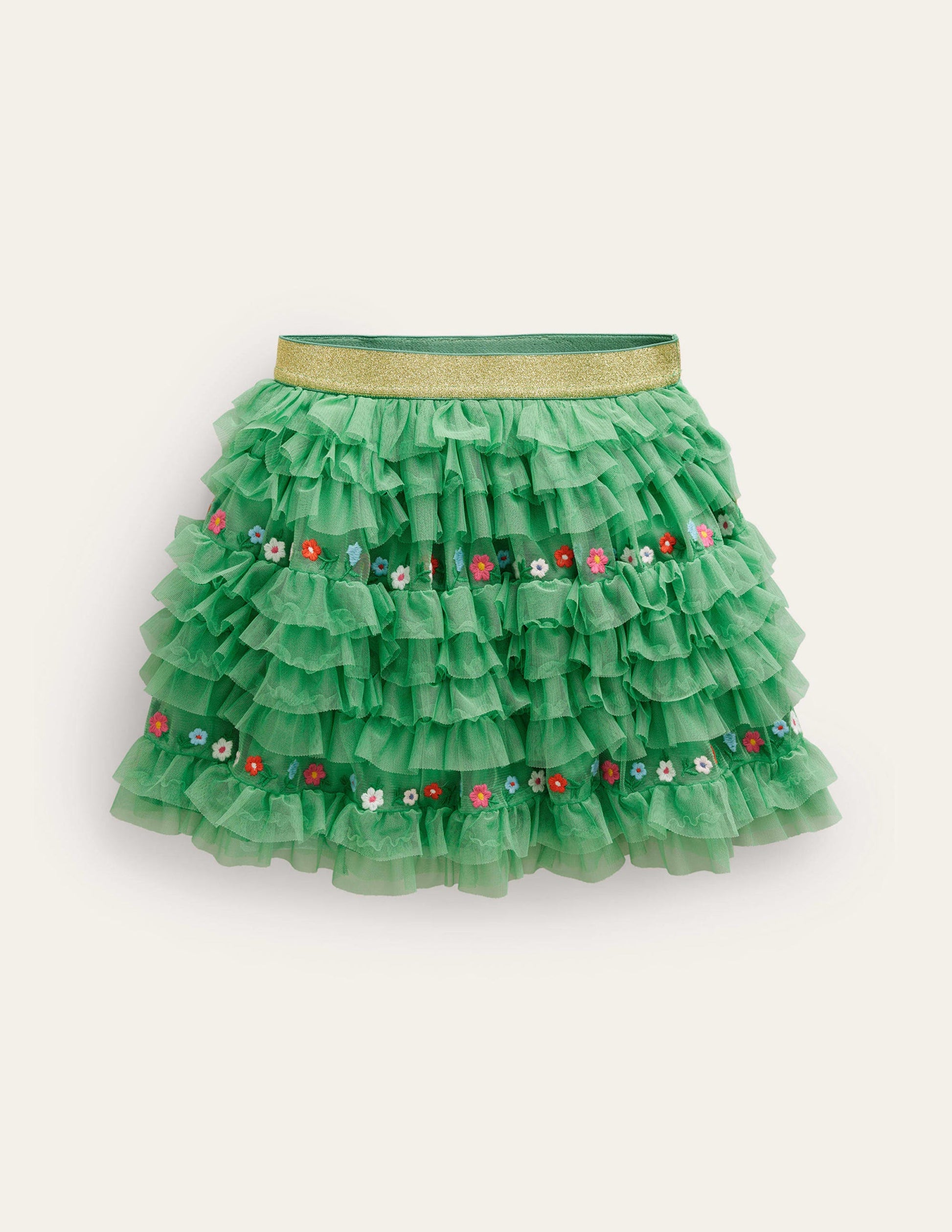 Tulle Ruffle Skirt-Aloe Green-1