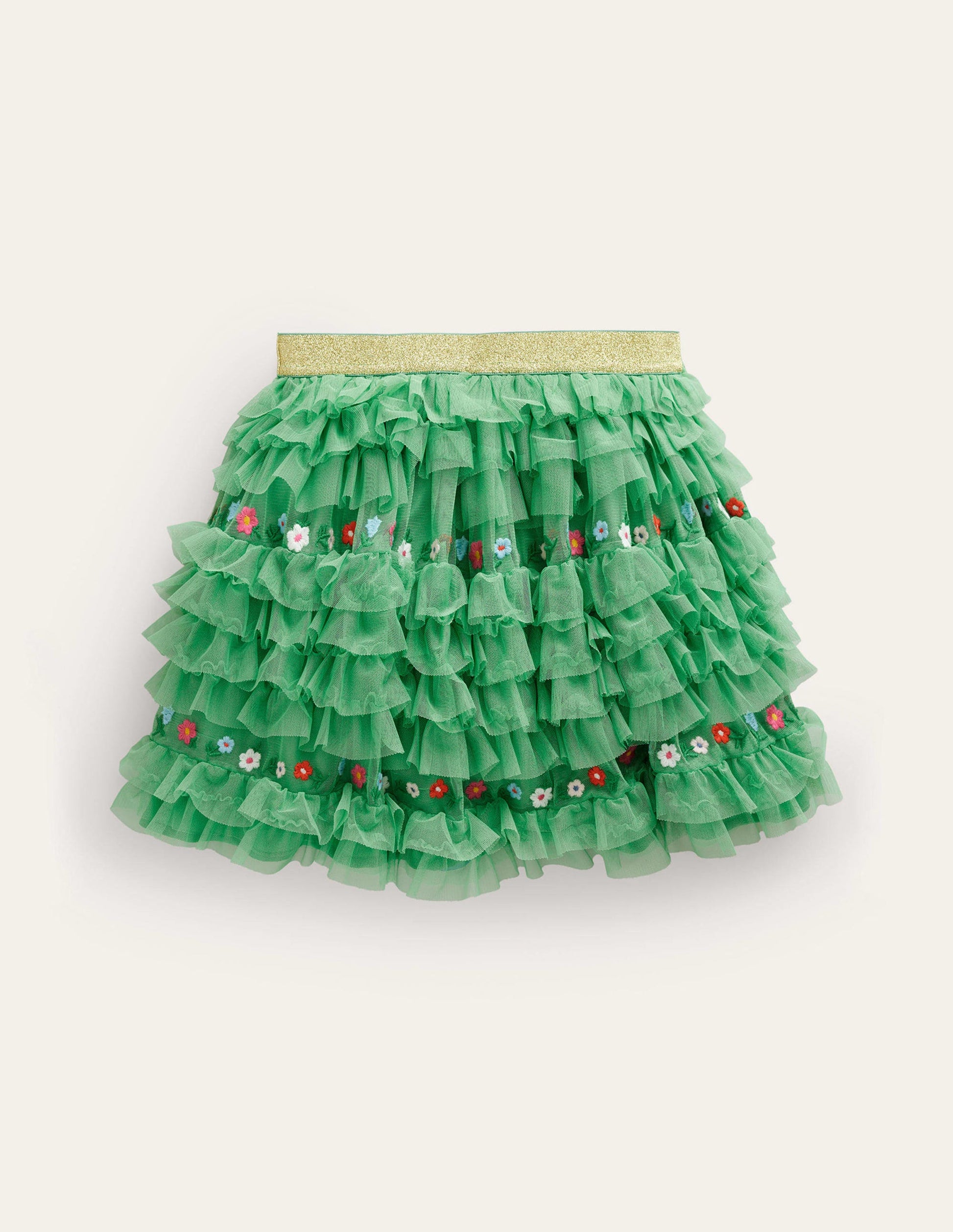 Tulle Ruffle Skirt-Aloe Green-2