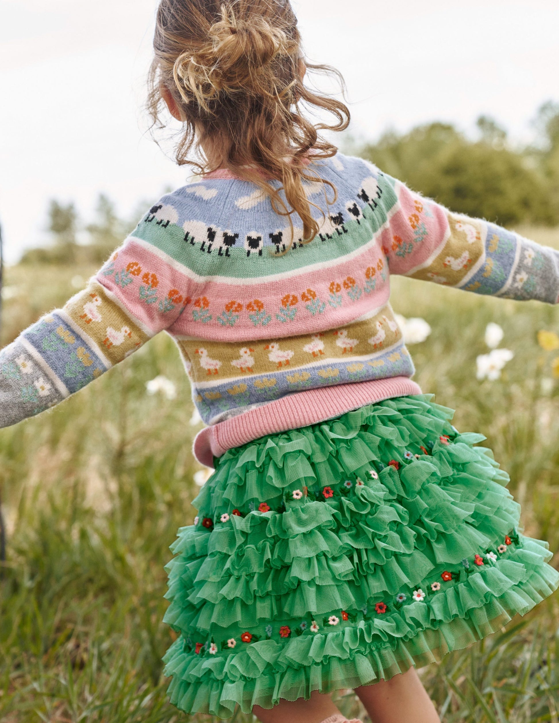 Tulle Ruffle Skirt-Aloe Green-4