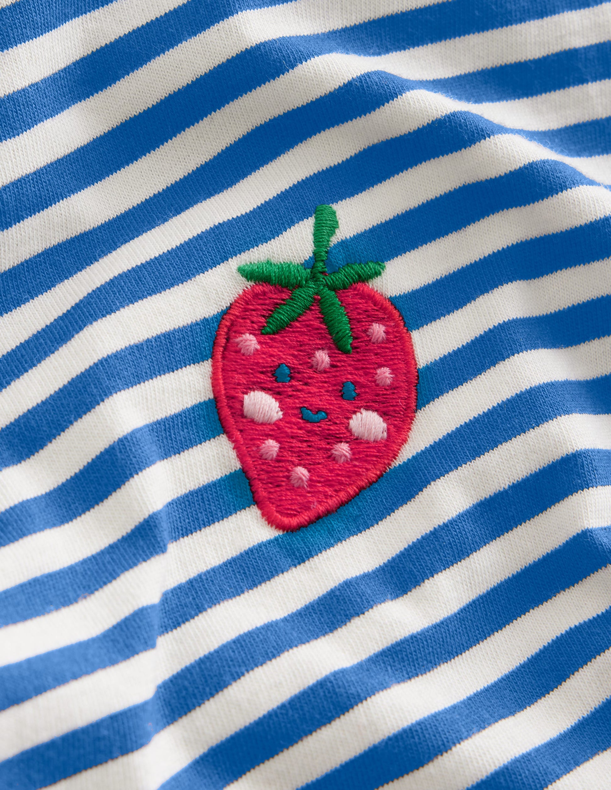 Embroidered Logo T-Shirt-Blue Heron/Ivory Strawberry-3